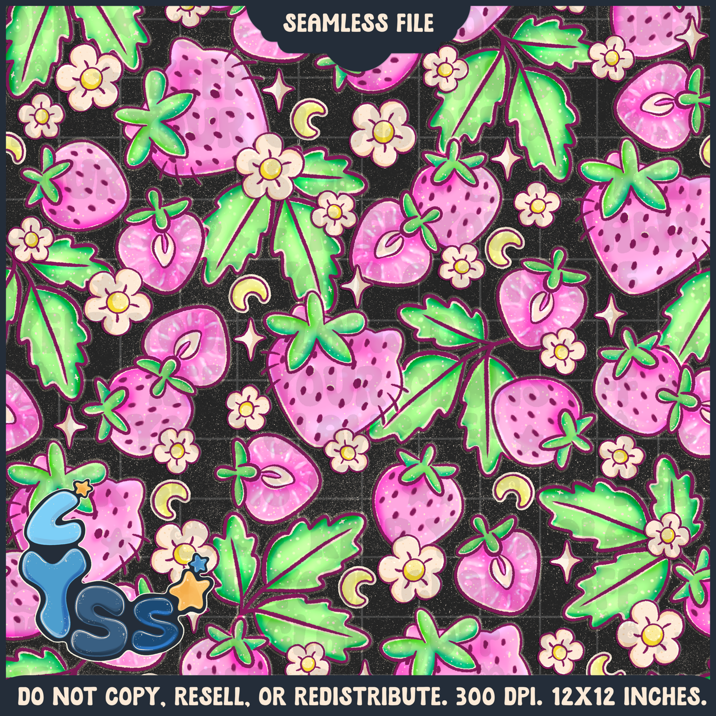2025 - Lyss Doodles - Seamless - Mains - Colour Collab - Strawberry Milk HK - 25LD004