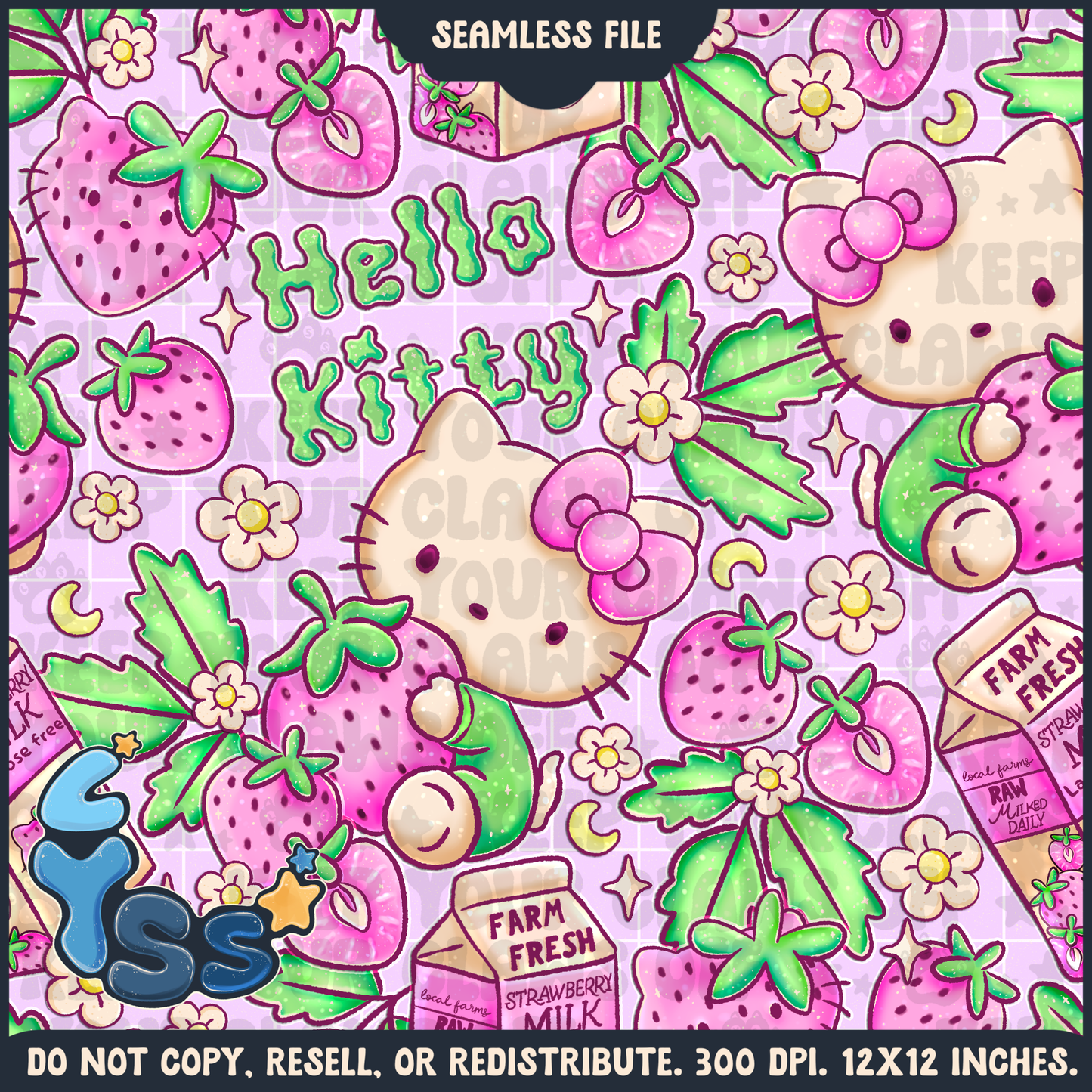 2025 - Lyss Doodles - Seamless - Mains - Colour Collab - Strawberry Milk HK - 25LD004