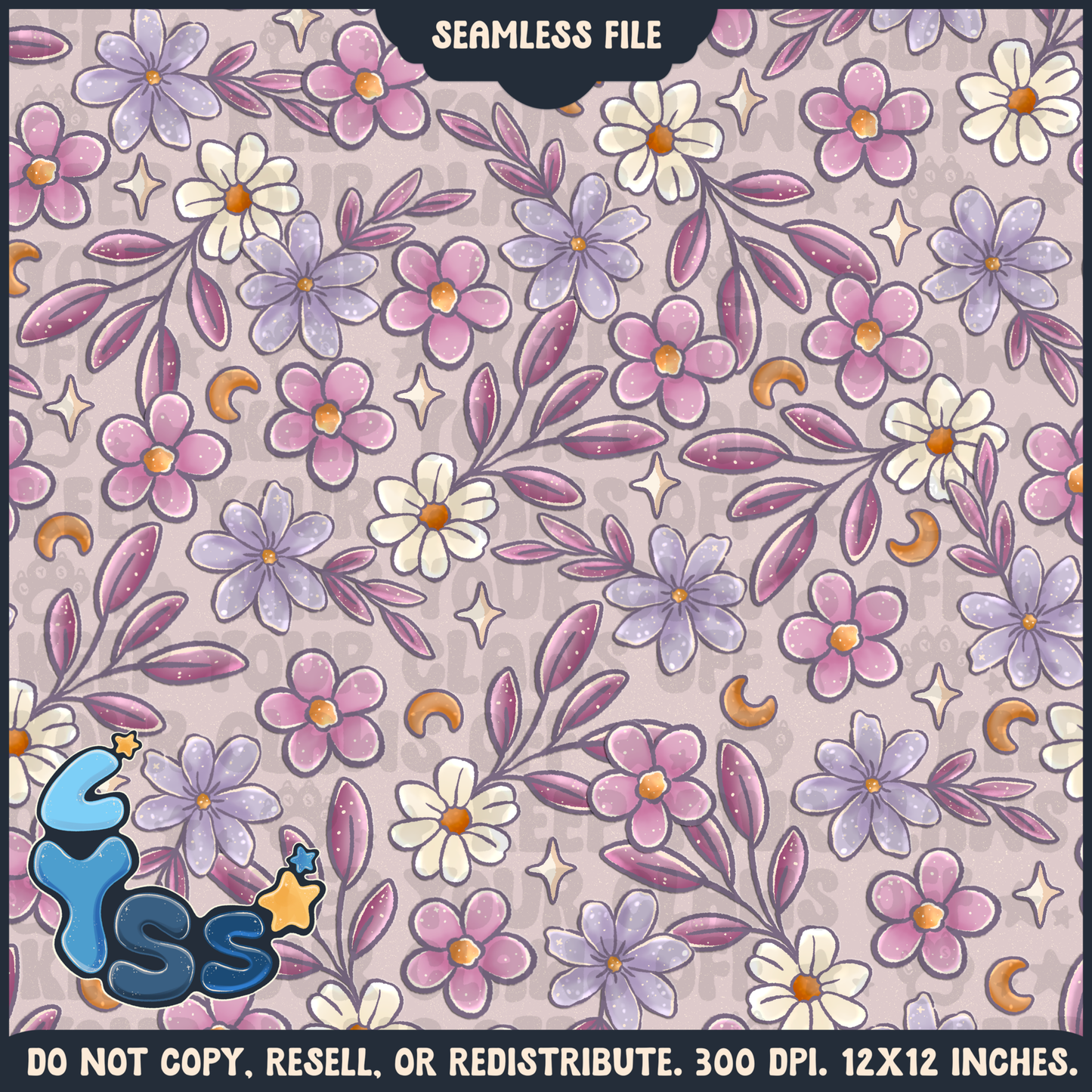 2025 - Lyss Doodles - Seamless - Mains - Colour Collab - Moon Kitties - 25LD003