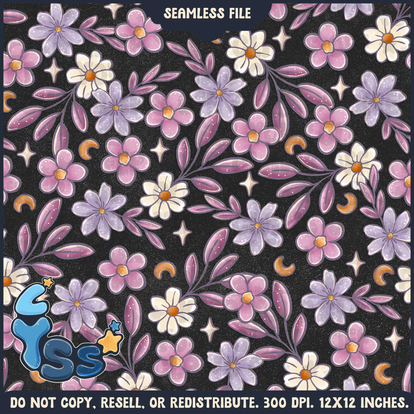 2025 - Lyss Doodles - Seamless - Mains - Colour Collab - Moon Kitties - 25LD003