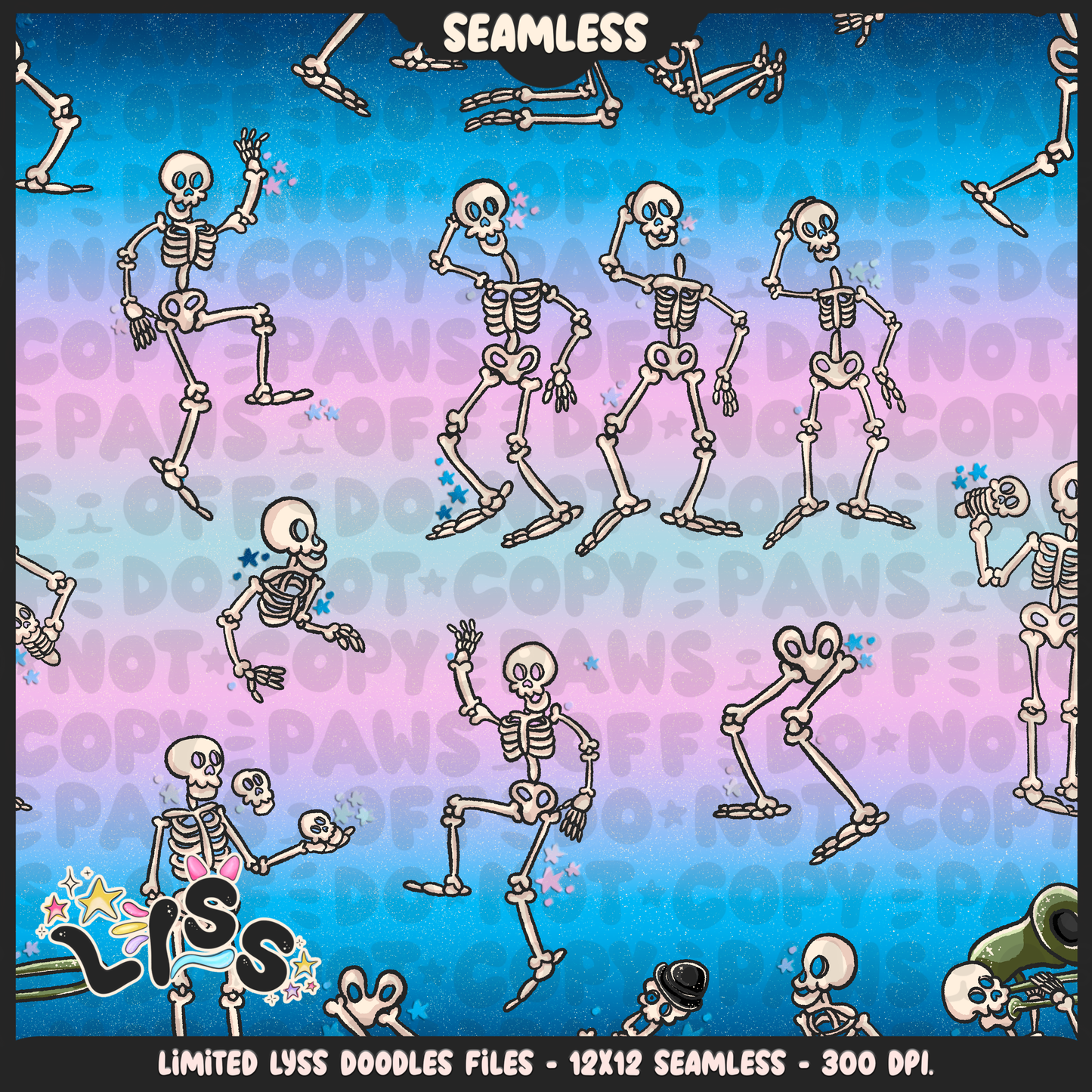 2024 - Lyss Doodles - Seamless - Coordinates - Skelly Bride Comic - 24LD075
