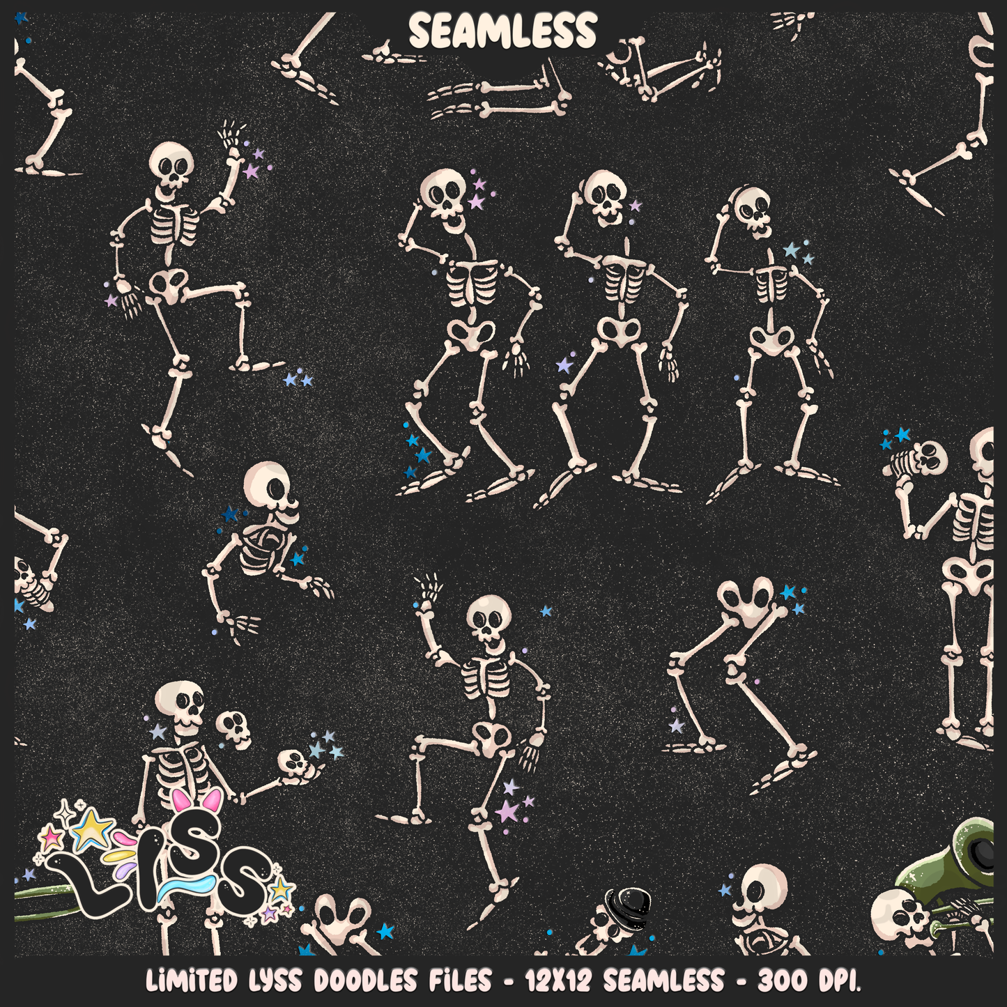 2024 - Lyss Doodles - Seamless - Coordinates - Skelly Bride Comic - 24LD075