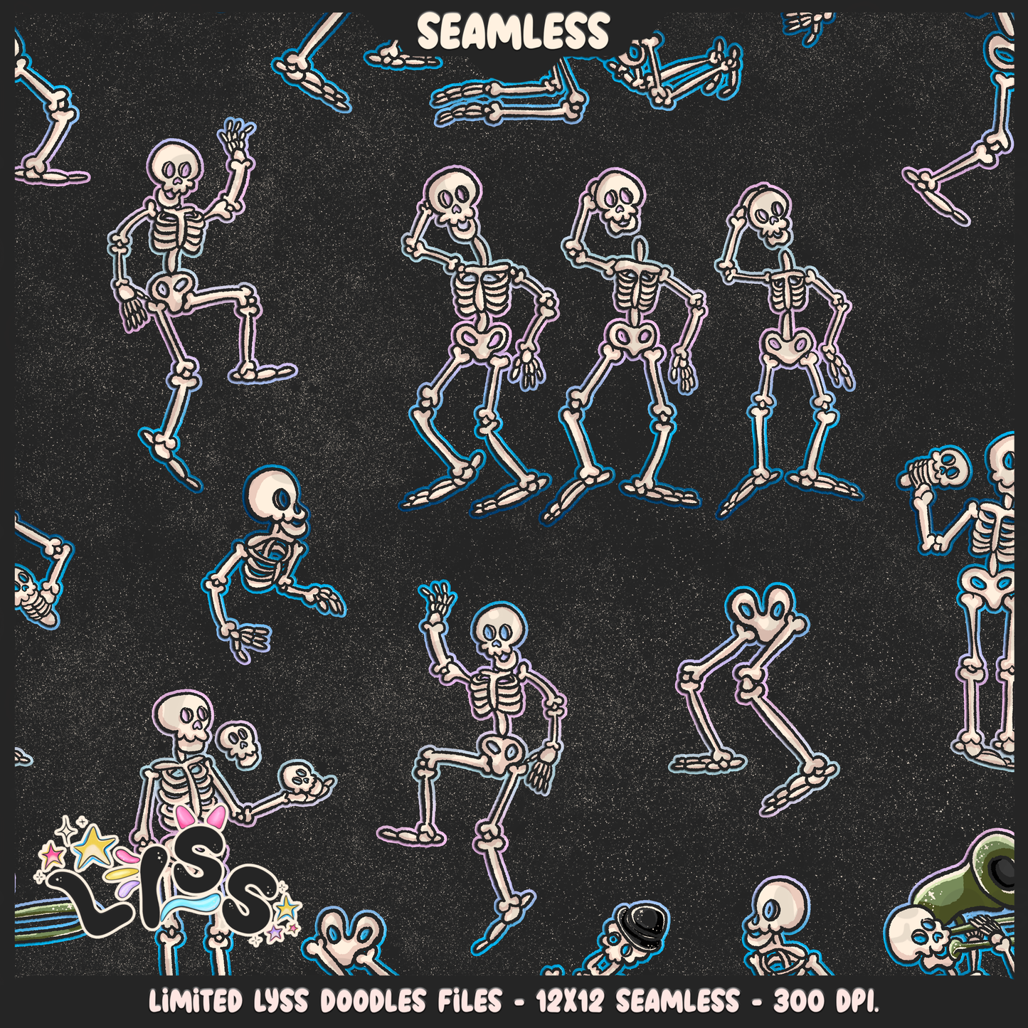 2024 - Lyss Doodles - Seamless - Coordinates - Skelly Bride Comic - 24LD075