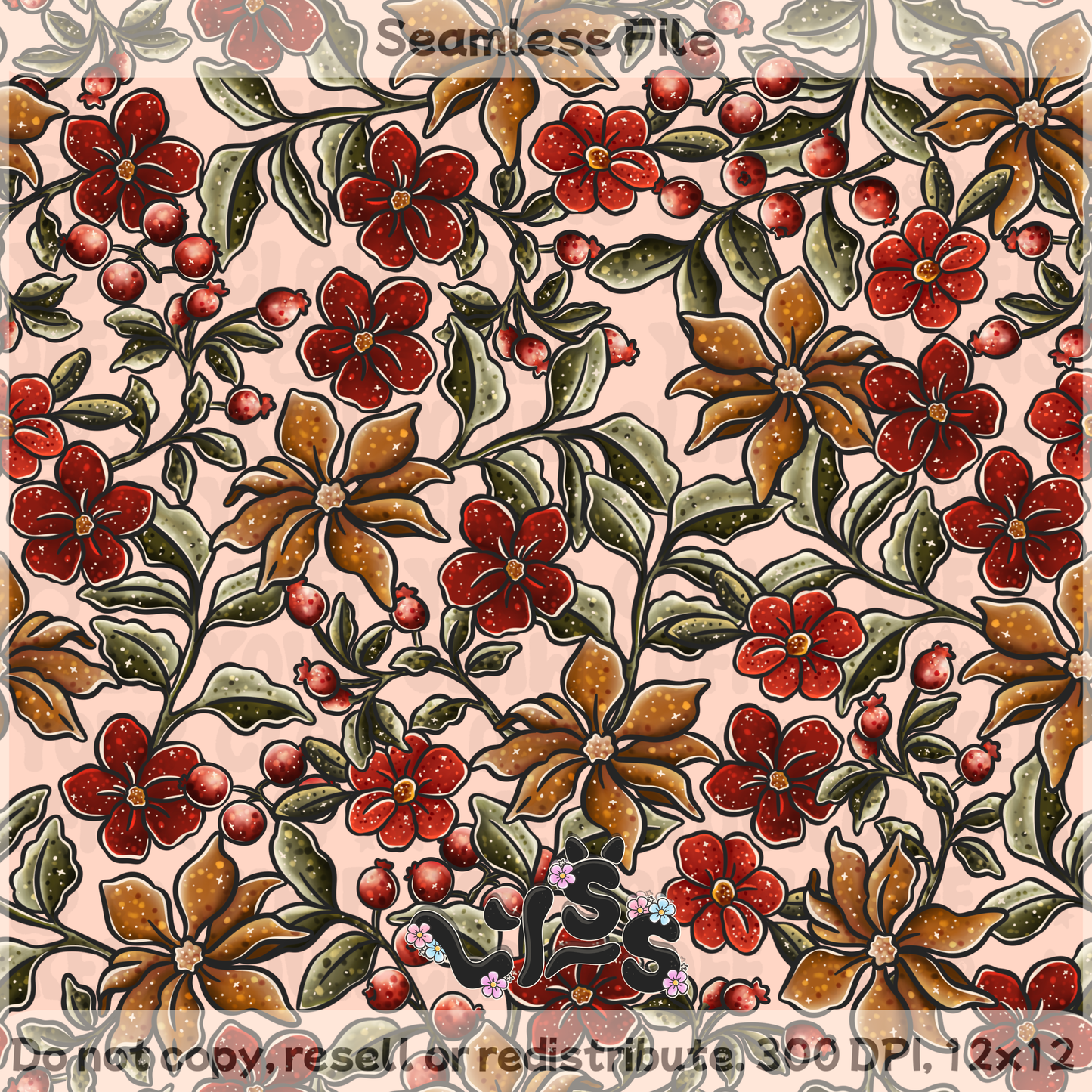 2025 - Lyss Doodles - Seamless - Cub & Flora - 25LD048