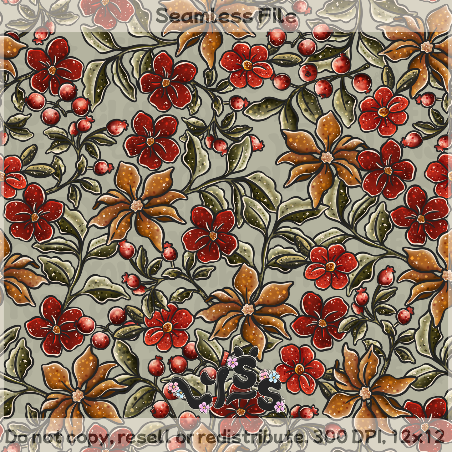 2025 - Lyss Doodles - Seamless - Cub & Flora - 25LD048