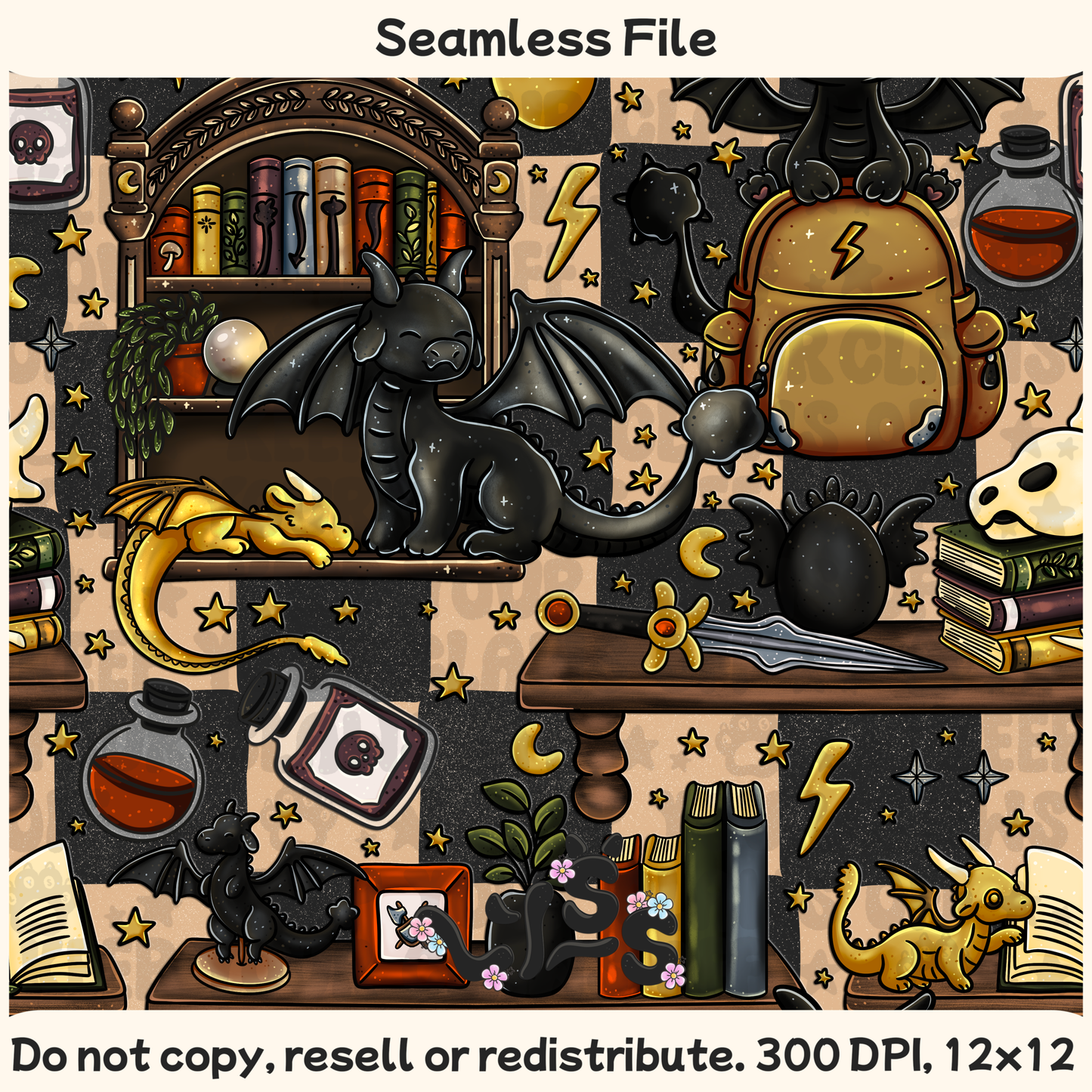 2025 - Lyss Doodles - Seamless - Mains - Dragon Riders - 25LD017