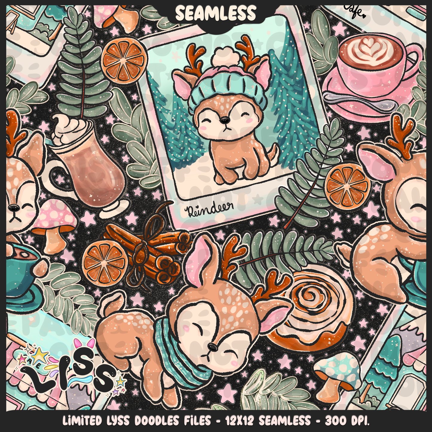2024 - Lyss Doodles - Seamless - Mains - Enchanted Cafe - 24LD081