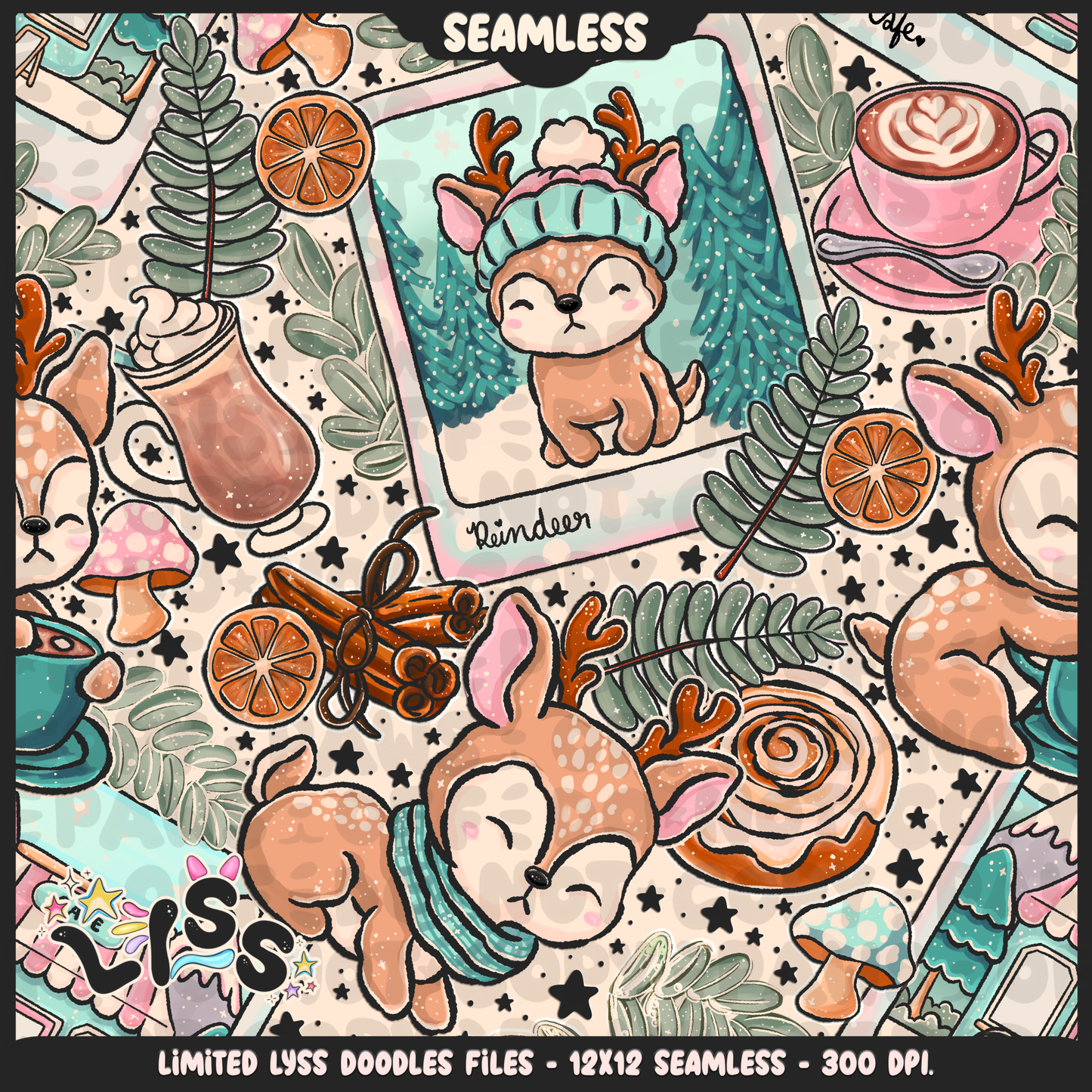 2024 - Lyss Doodles - Seamless - Mains - Enchanted Cafe - 24LD081