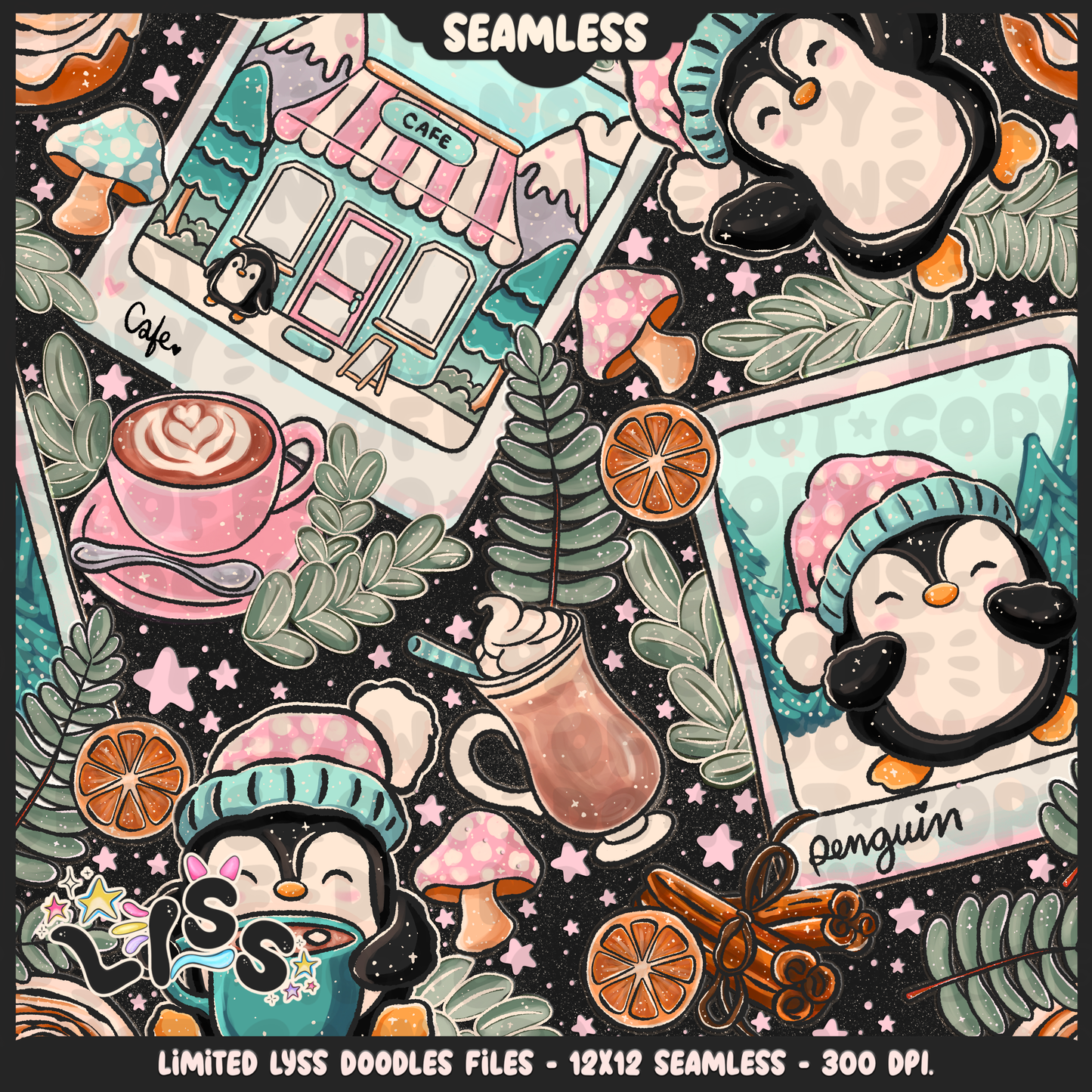 2024 - Lyss Doodles - Seamless - Mains - Enchanted Cafe - 24LD081