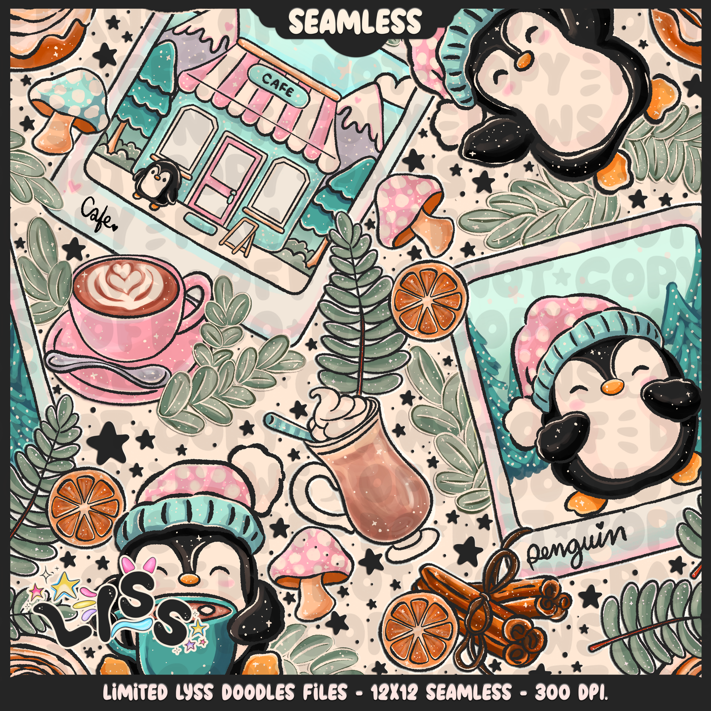 2024 - Lyss Doodles - Seamless - Mains - Enchanted Cafe - 24LD081
