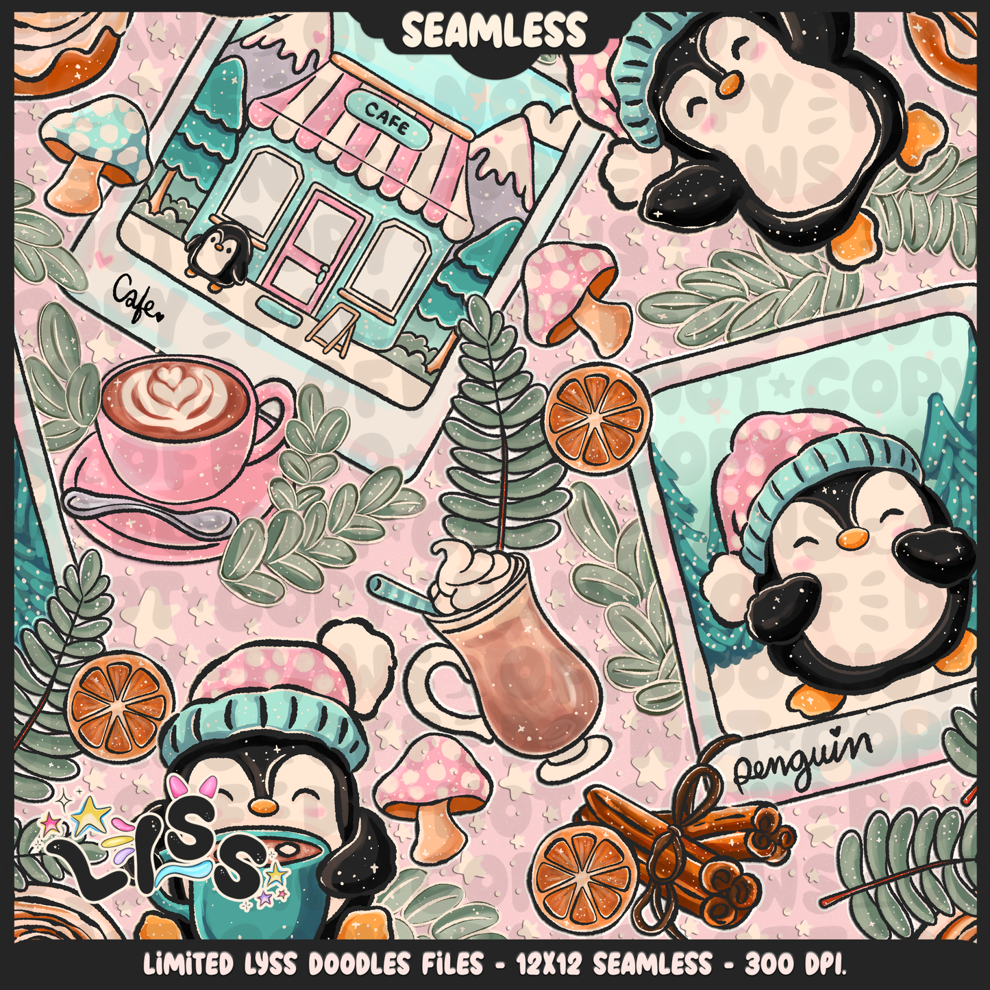 2024 - Lyss Doodles - Seamless - Mains - Enchanted Cafe - 24LD081