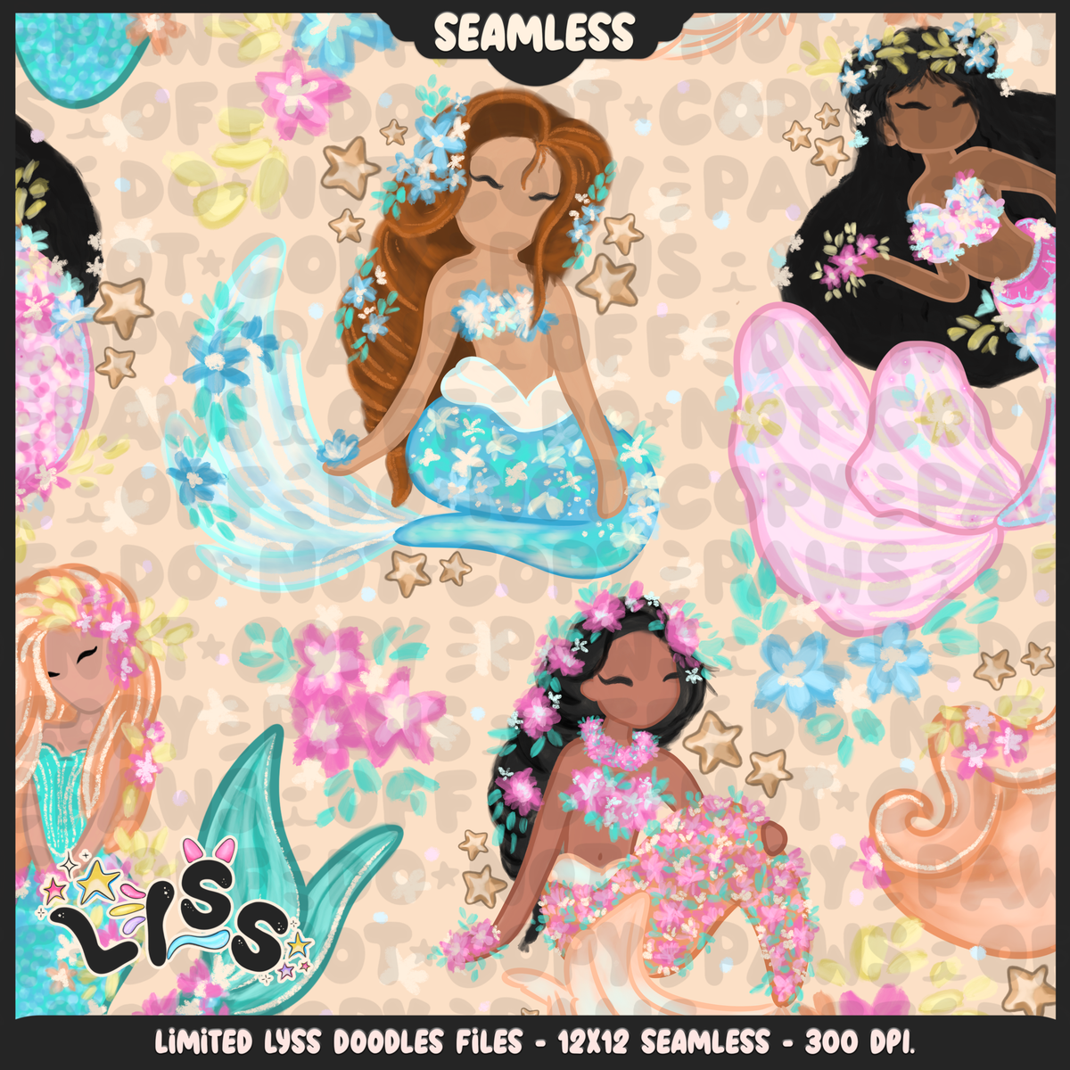 2024 - Lyss Doodles - Seamless - Mains - Floral Ocean