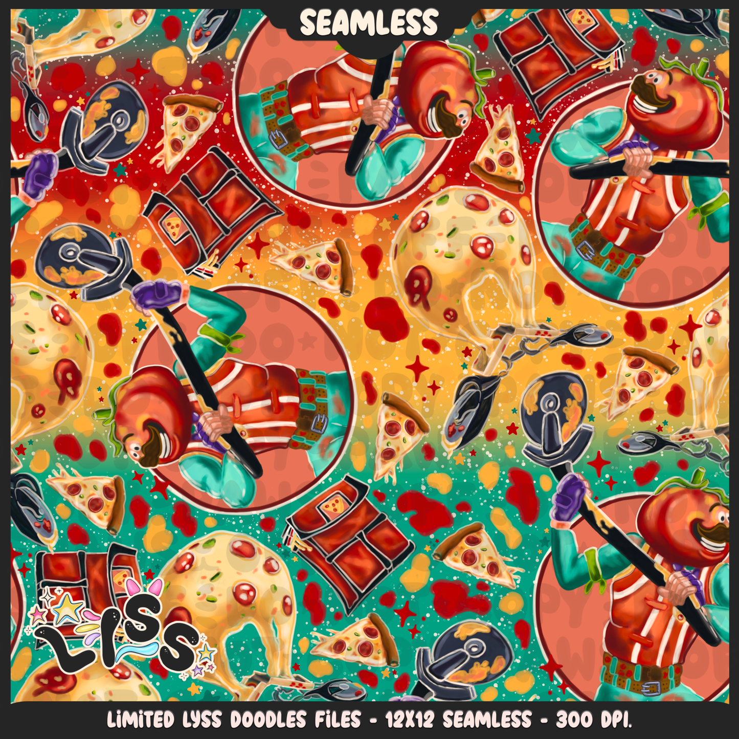 2024 - Lyss Doodles - Seamless - Mains - Fort Battle - Tomato