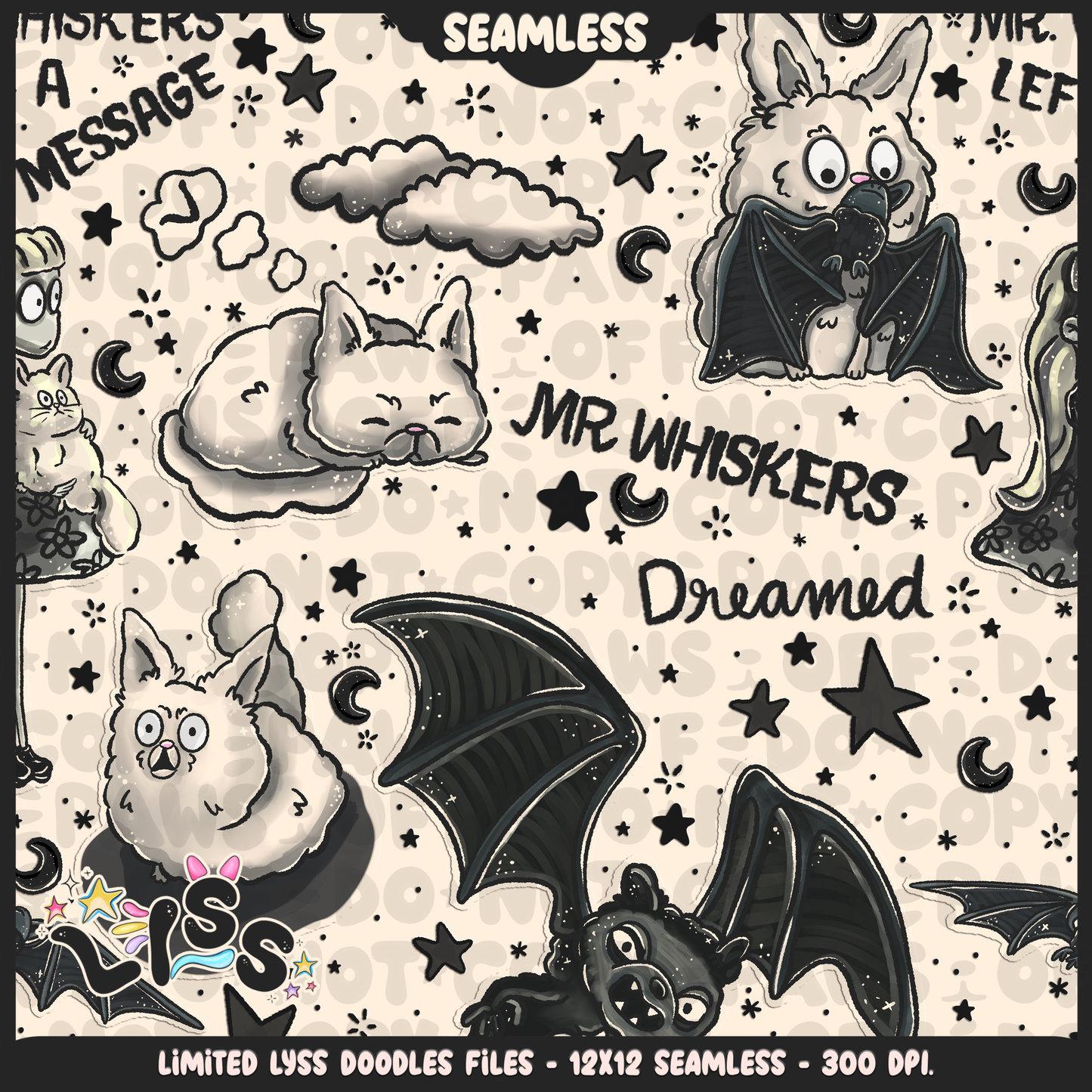 2024 - Lyss Doodles - Seamless - Mains - Franken Woof - 24LD076