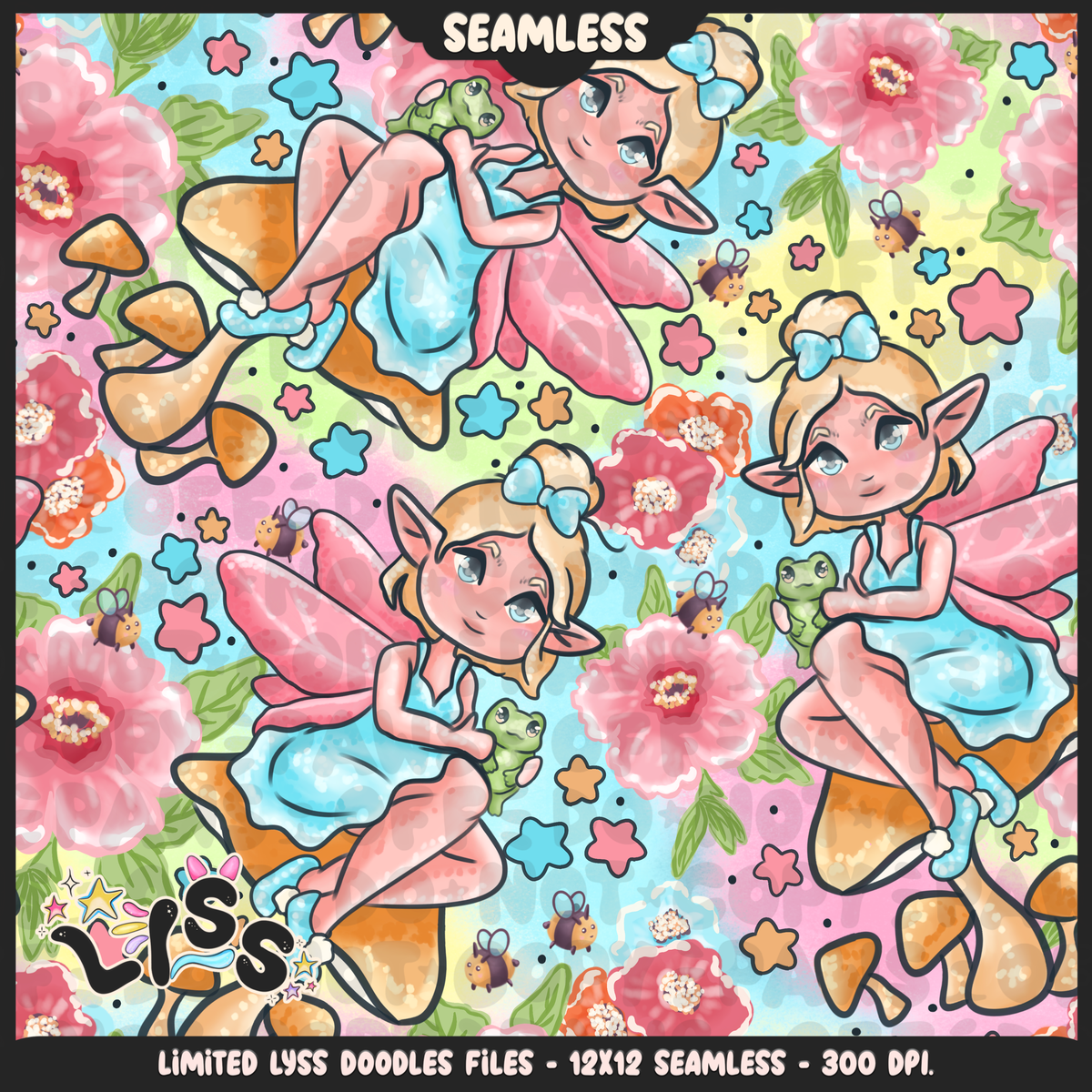 2024 - Lyss Doodles - Seamless - Mains - Fairy Garden - 24LD030