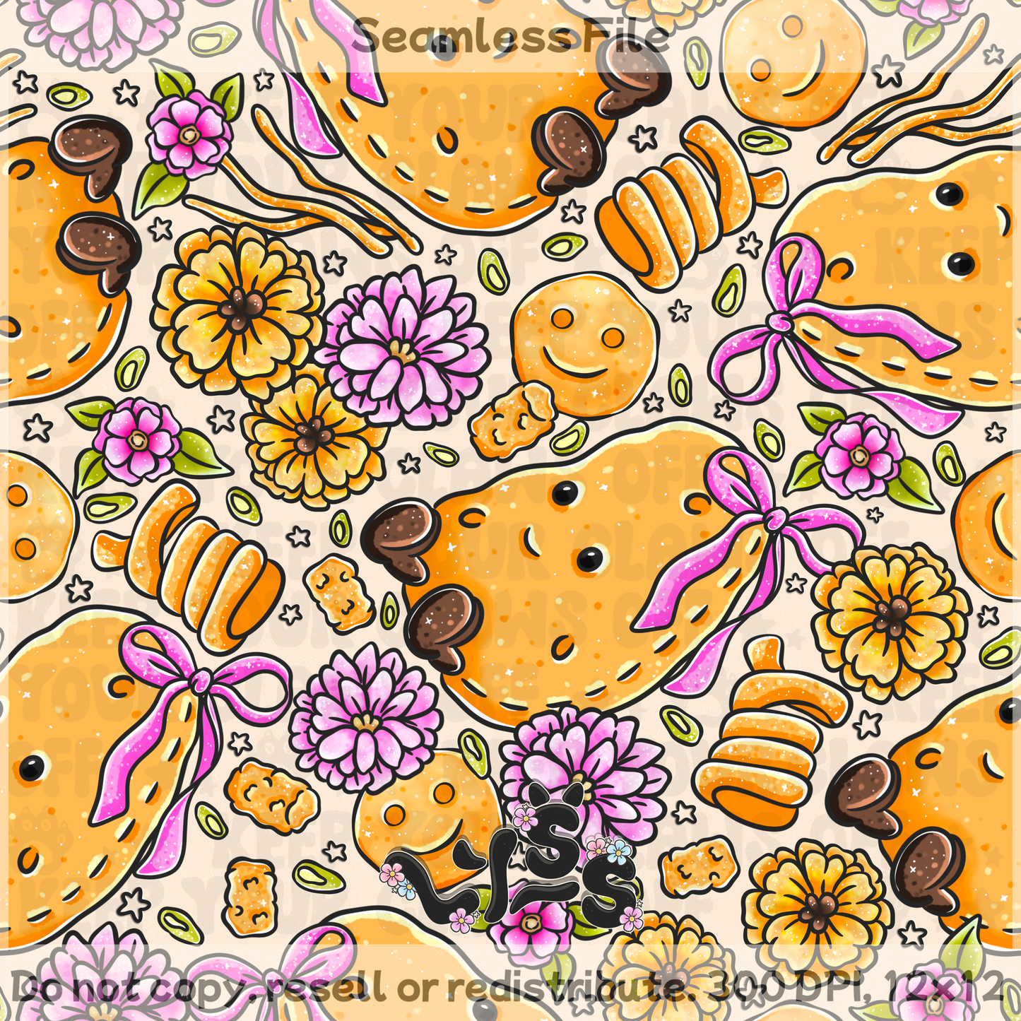 2025 - Lyss Doodles - Seamless - Garden Tattos - 25LD040