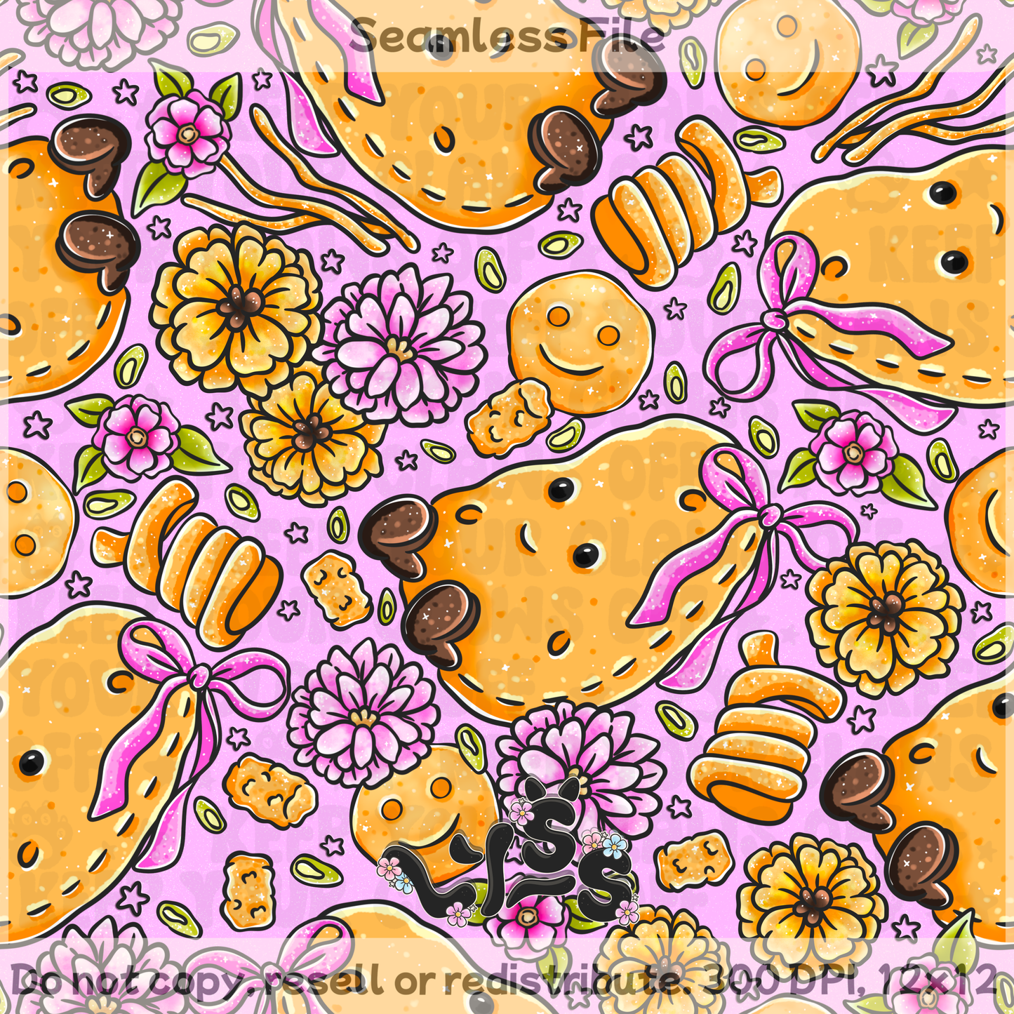 2025 - Lyss Doodles - Seamless - Garden Tattos - 25LD040