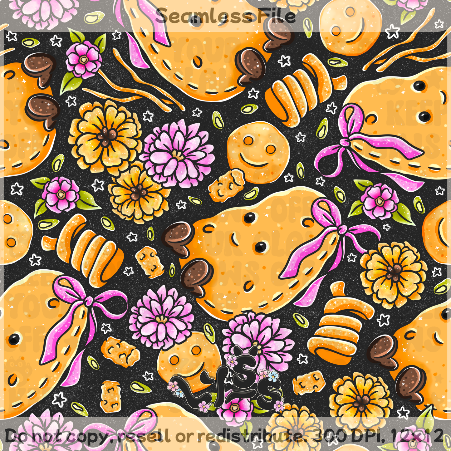 2025 - Lyss Doodles - Seamless - Garden Tattos - 25LD040