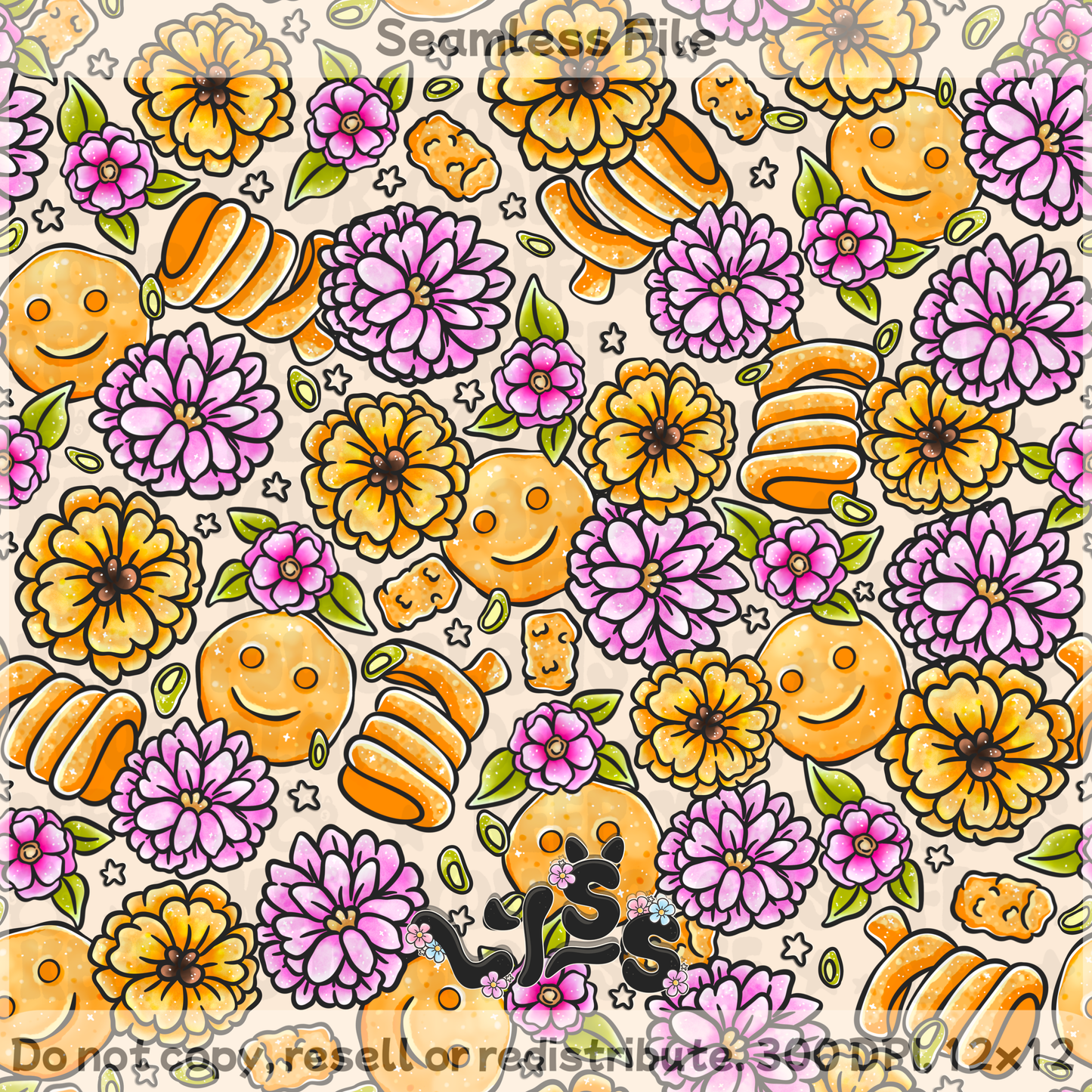 2025 - Lyss Doodles - Seamless - Garden Tattos - 25LD040