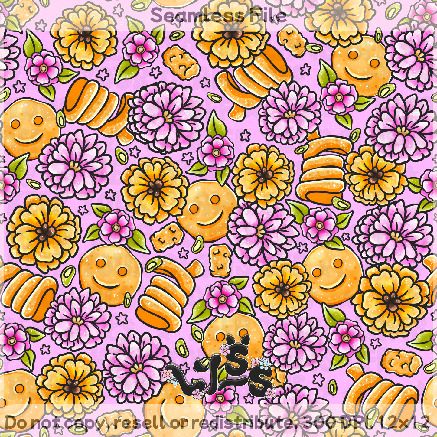 2025 - Lyss Doodles - Seamless - Garden Tattos - 25LD040