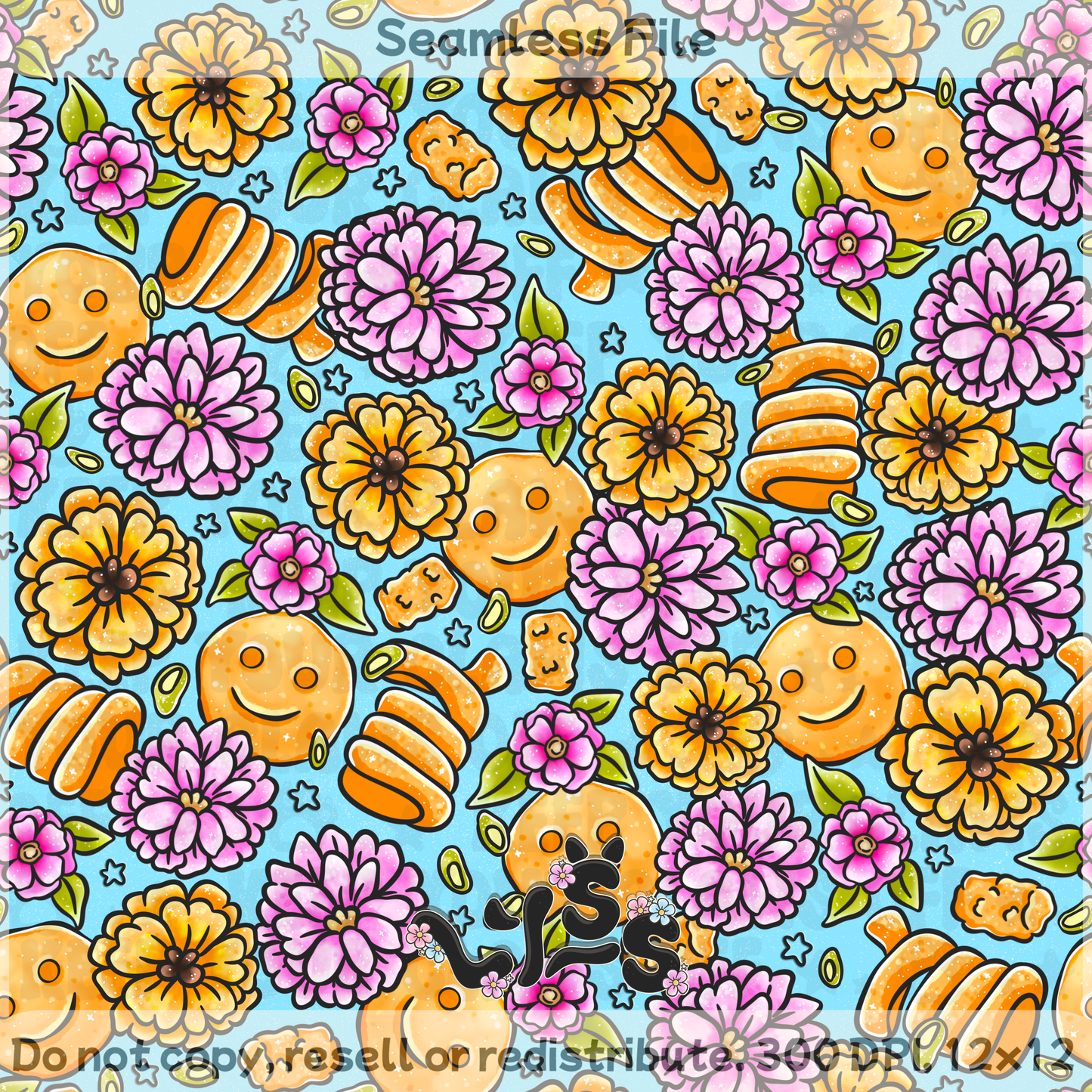 2025 - Lyss Doodles - Seamless - Garden Tattos - 25LD040