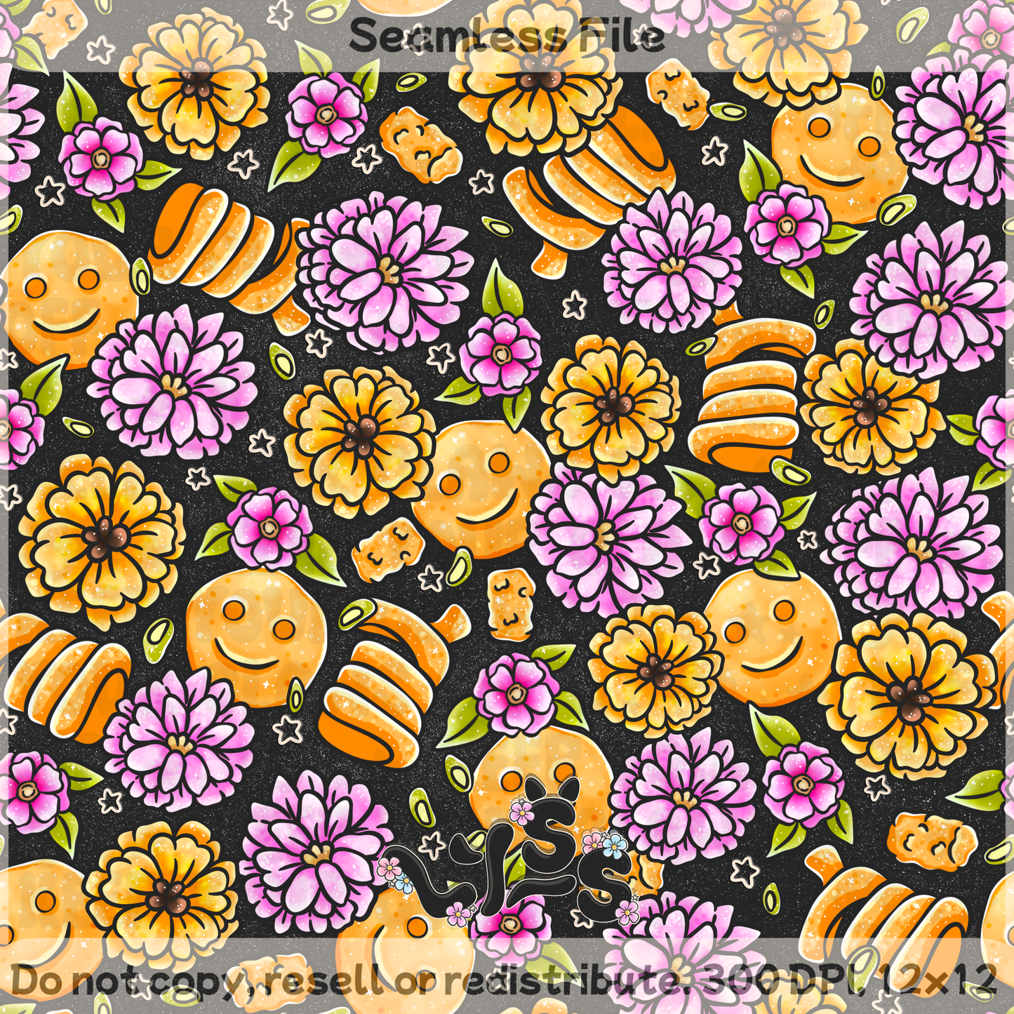 2025 - Lyss Doodles - Seamless - Garden Tattos - 25LD040