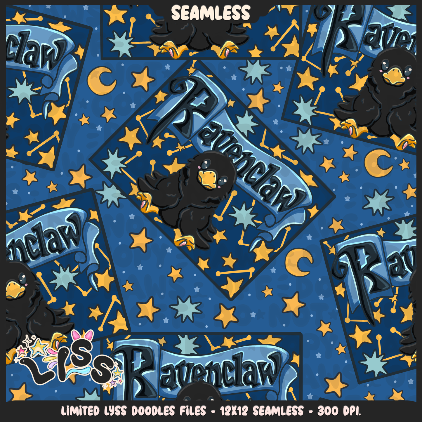 2024 - Lyss Doodles - Seamless - Mains - HP Pride - Ravenclaw - 24LD035