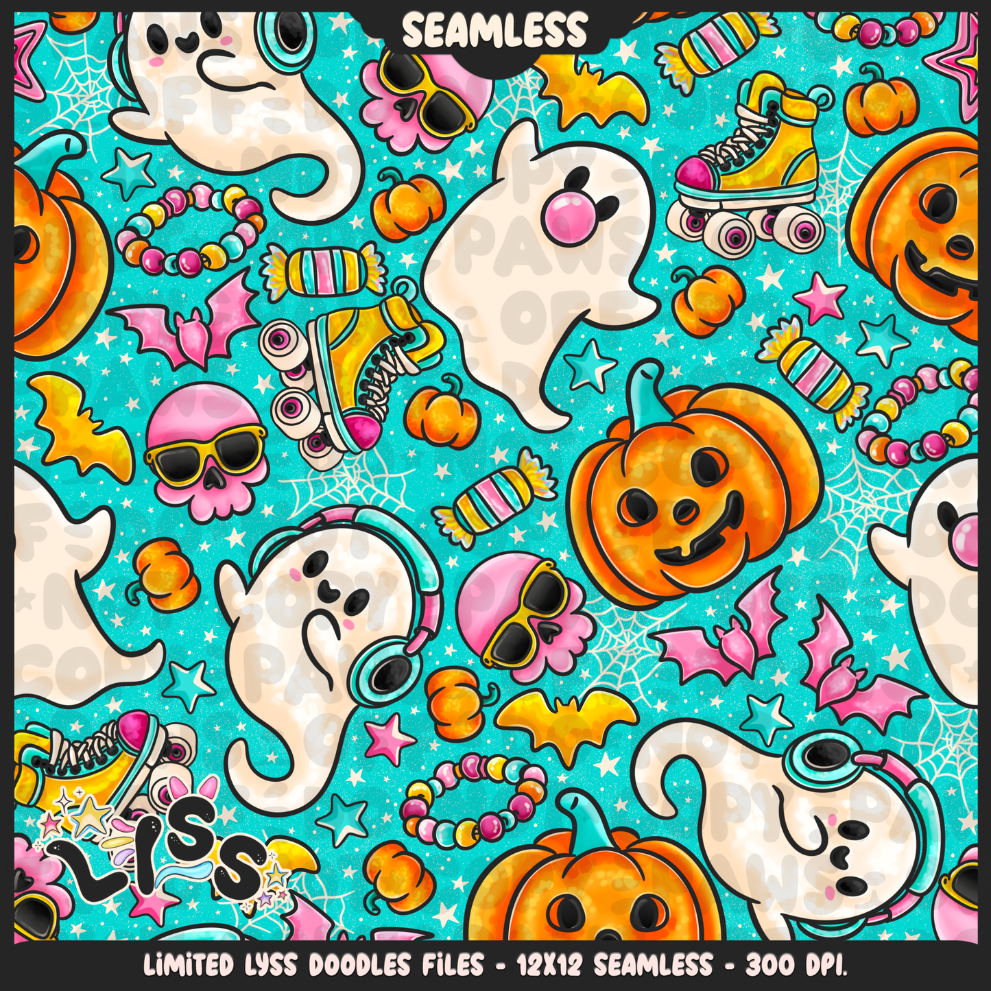 2024 - Lyss Doodles - Seamless - Mains - Nostalgic Halloween - 24LD050