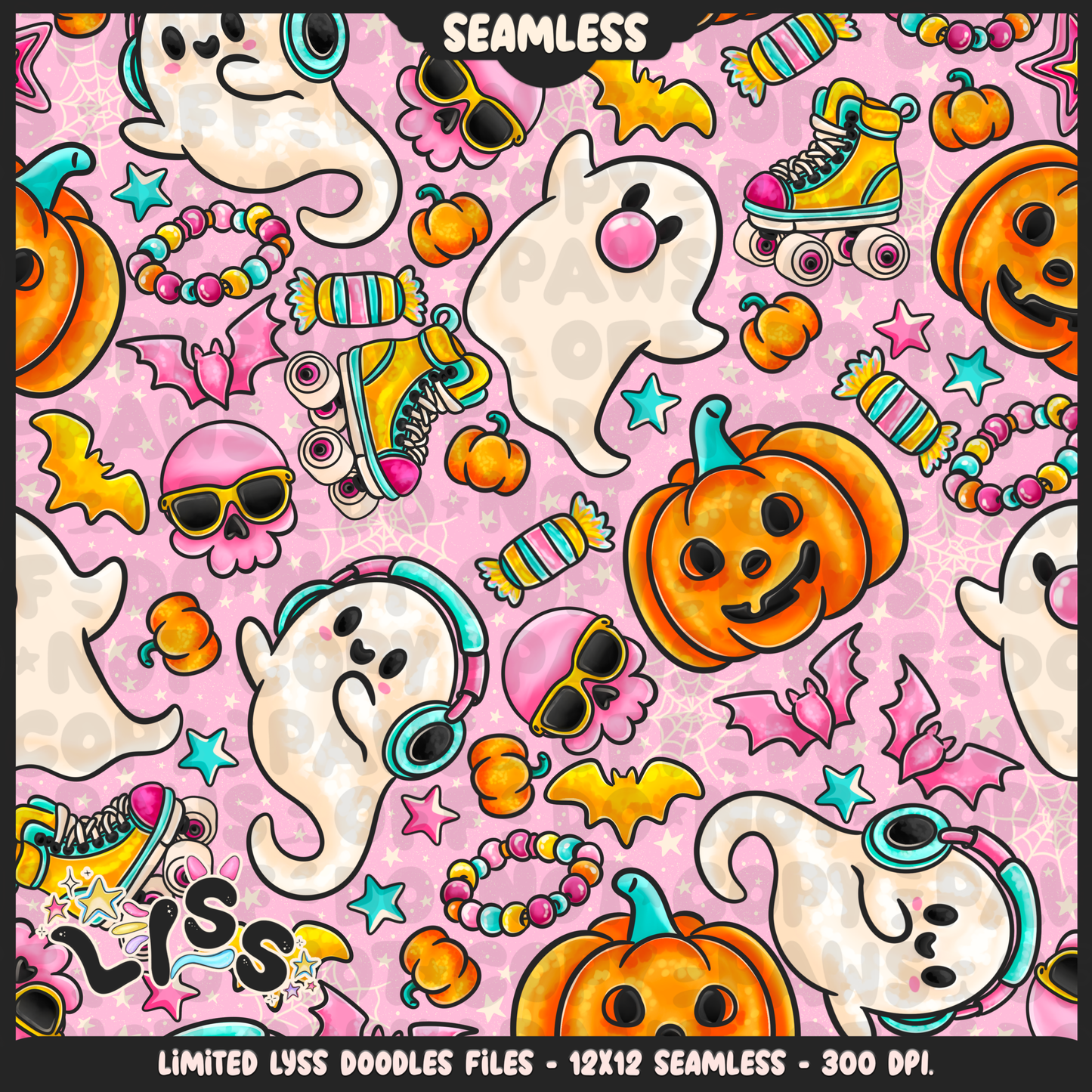 2024 - Lyss Doodles - Seamless - Mains - Nostalgic Halloween - 24LD050