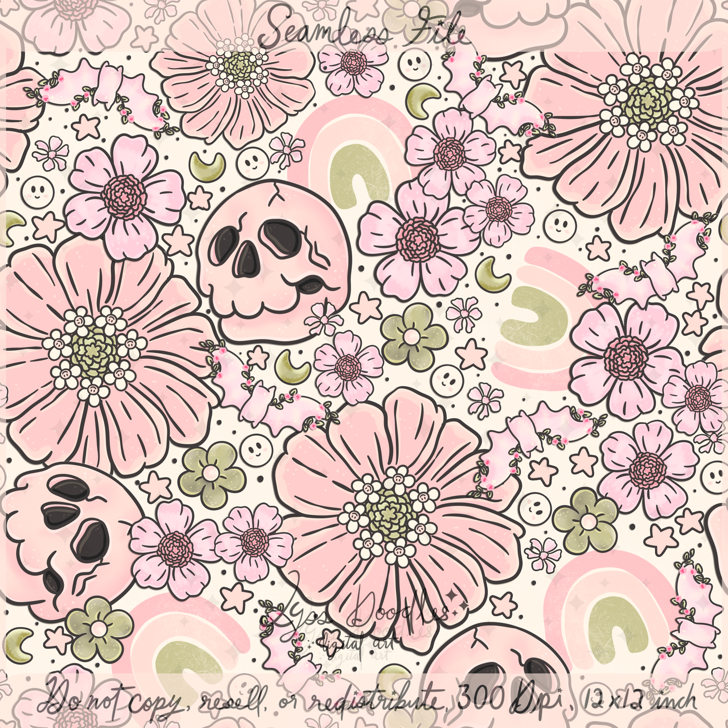 2025 - Lyss Doodles - Seamless - Mains - Happy Night Garden - 25LD016