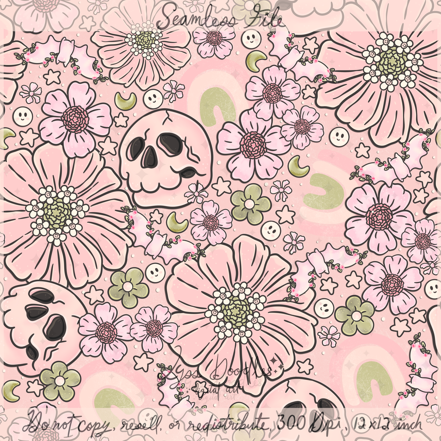 2025 - Lyss Doodles - Seamless - Mains - Happy Night Garden - 25LD016