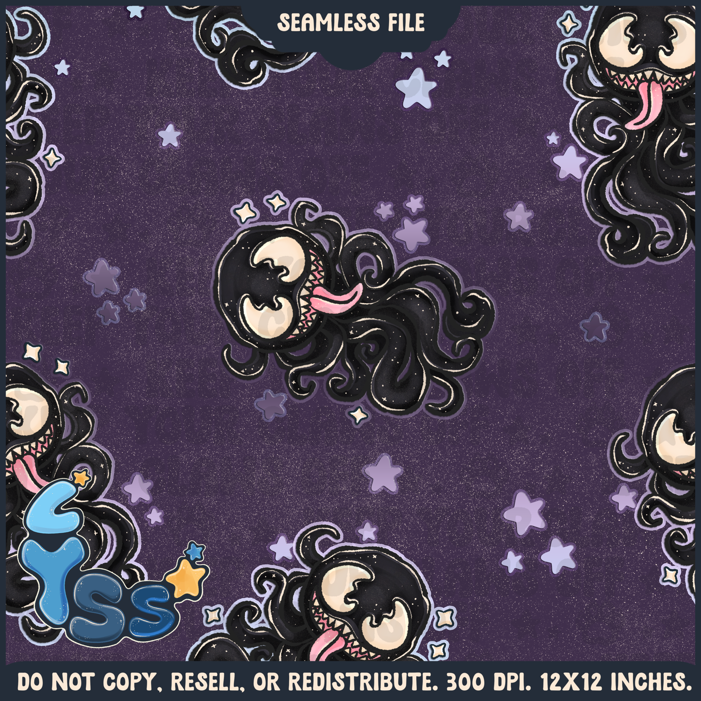 2024 - Lyss Doodles - Seamless - Mains - Superhero Collection - Ink Alien - 24LD084