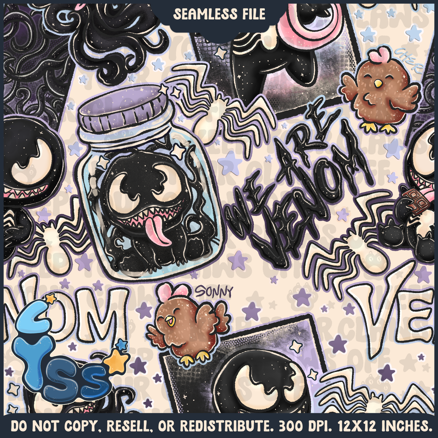 2024 - Lyss Doodles - Seamless - Mains - Superhero Collection - Ink Alien - 24LD084