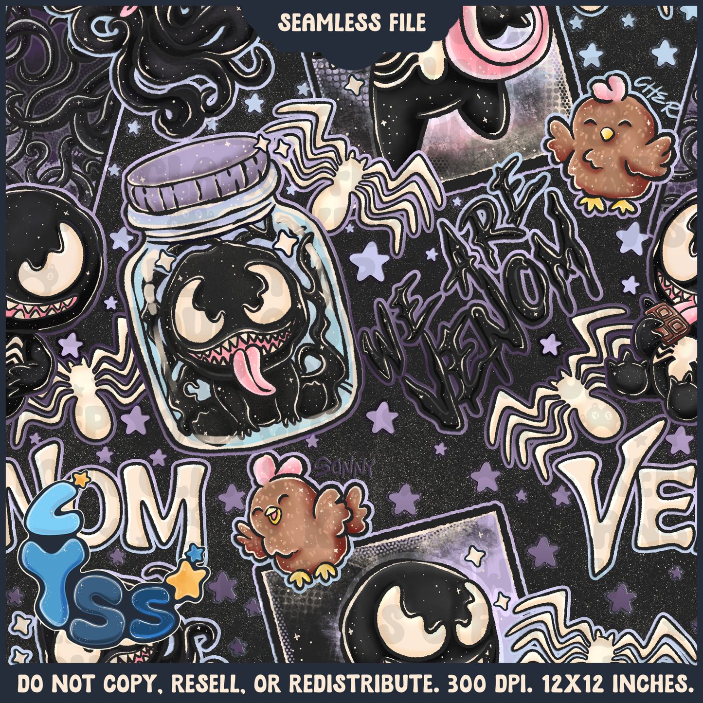 2024 - Lyss Doodles - Seamless - Mains - Superhero Collection - Ink Alien - 24LD084