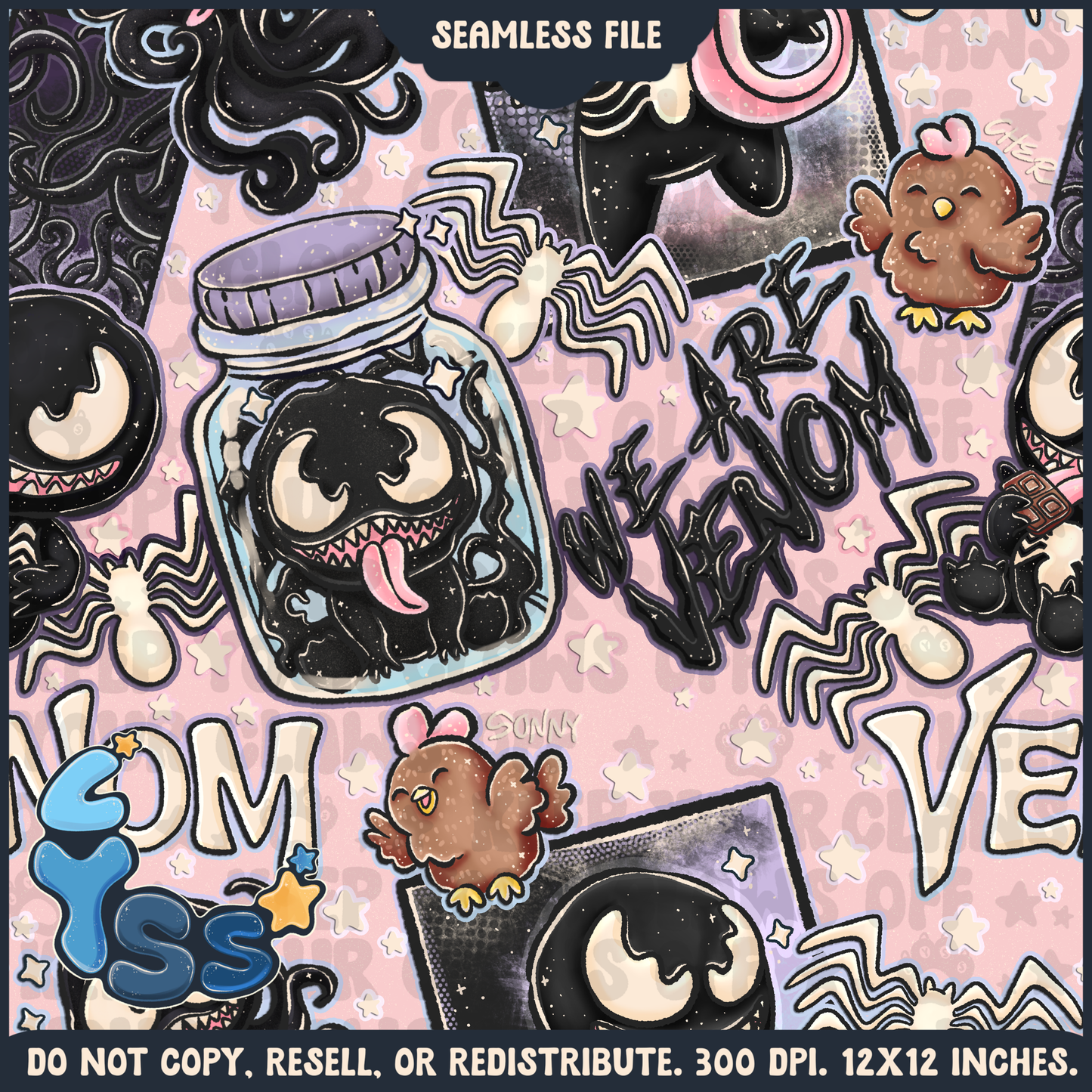 2024 - Lyss Doodles - Seamless - Mains - Superhero Collection - Ink Alien - 24LD084