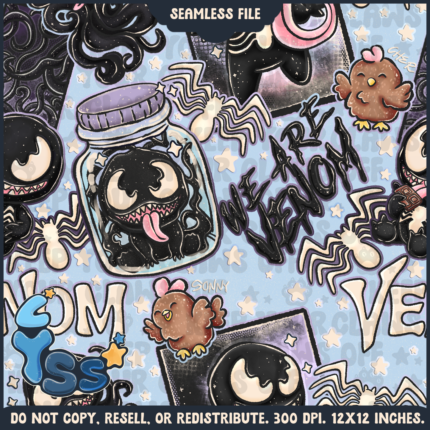 2024 - Lyss Doodles - Seamless - Mains - Superhero Collection - Ink Alien - 24LD084