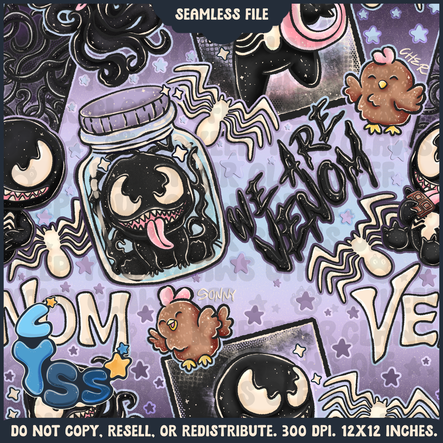 2024 - Lyss Doodles - Seamless - Mains - Superhero Collection - Ink Alien - 24LD084