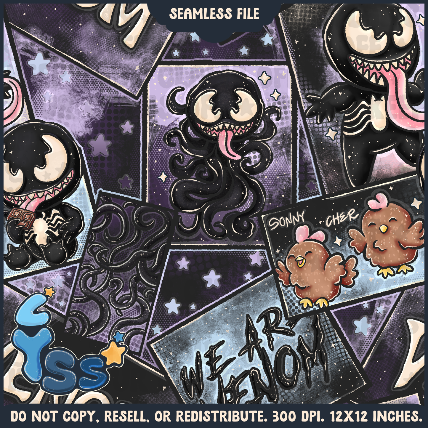 2024 - Lyss Doodles - Seamless - Mains - Superhero Collection - Ink Alien - 24LD084
