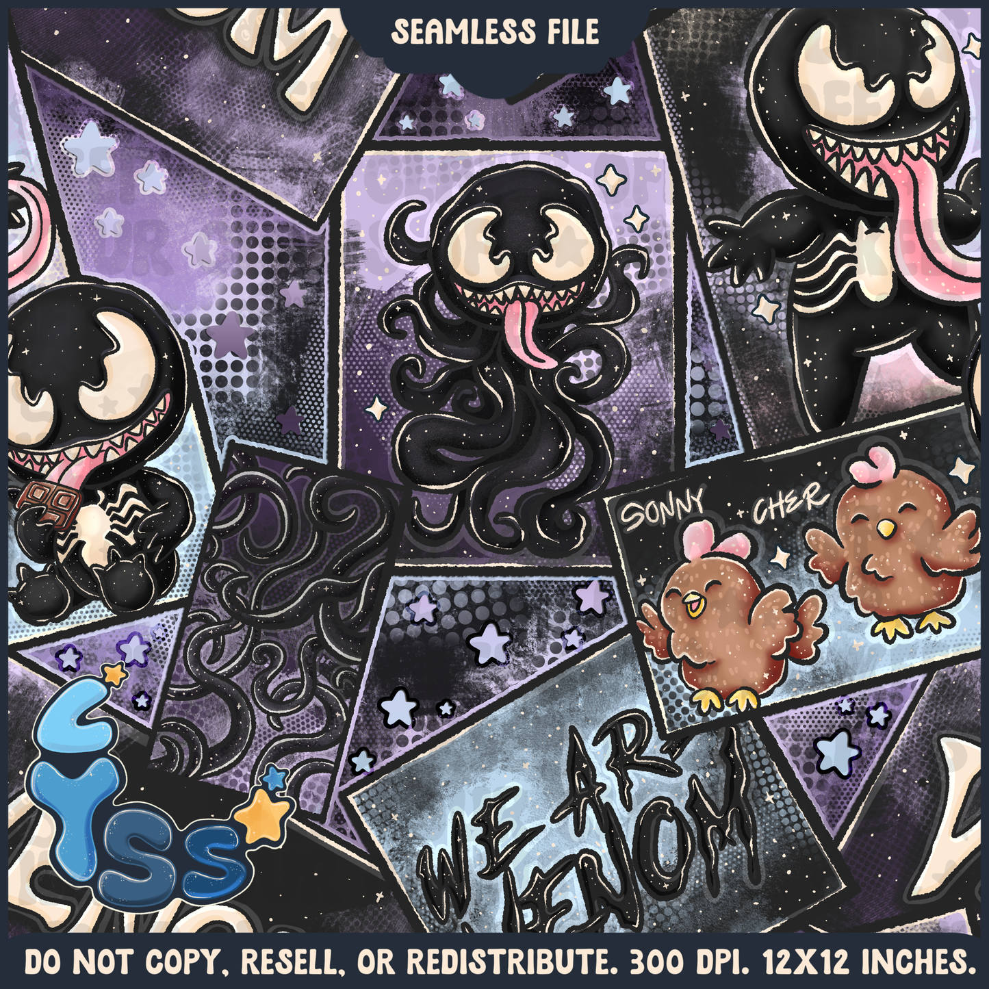 2024 - Lyss Doodles - Seamless - Mains - Superhero Collection - Ink Alien - 24LD084