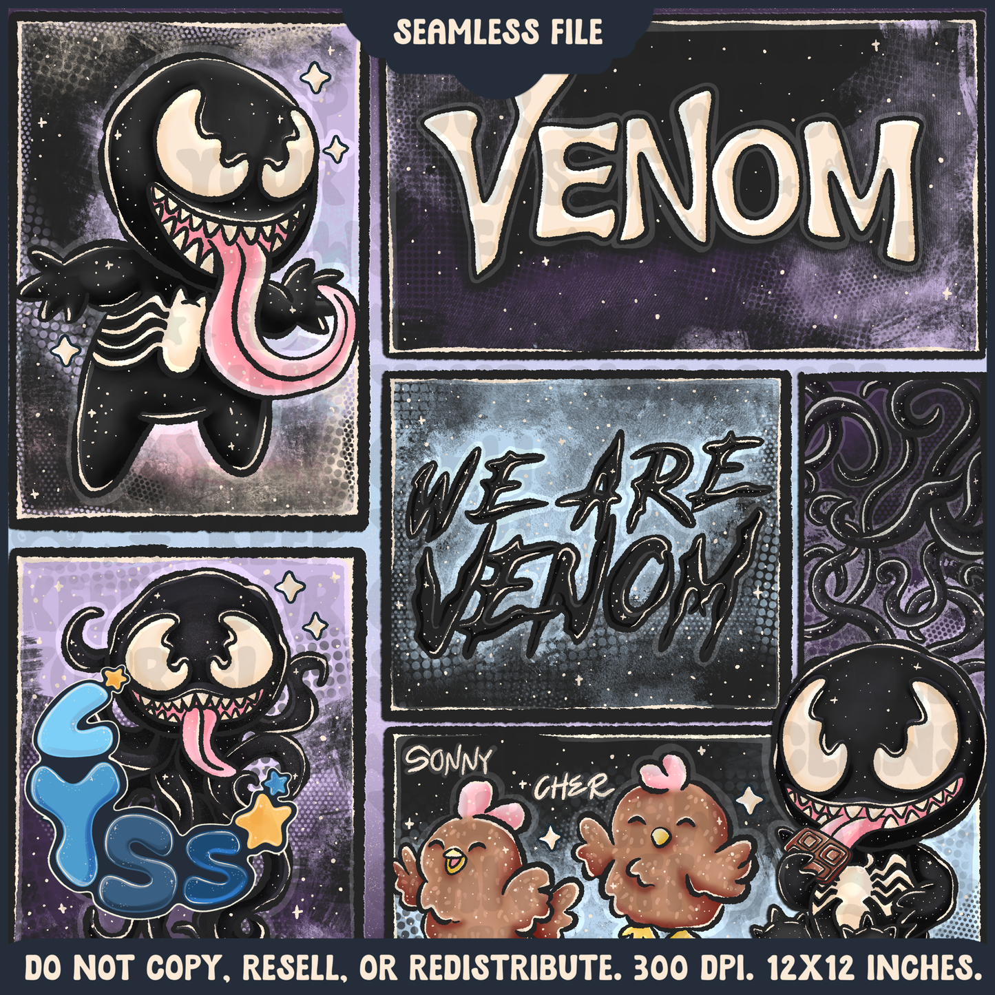 2024 - Lyss Doodles - Seamless - Mains - Superhero Collection - Ink Alien - 24LD084