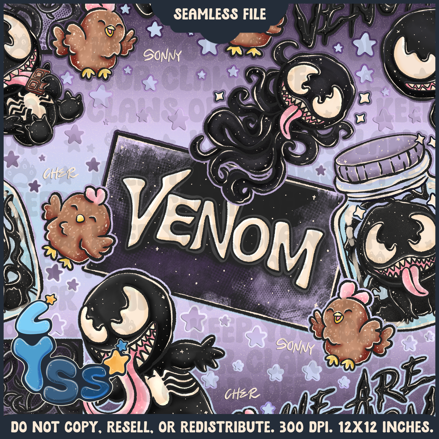 2024 - Lyss Doodles - Seamless - Mains - Superhero Collection - Ink Alien - 24LD084