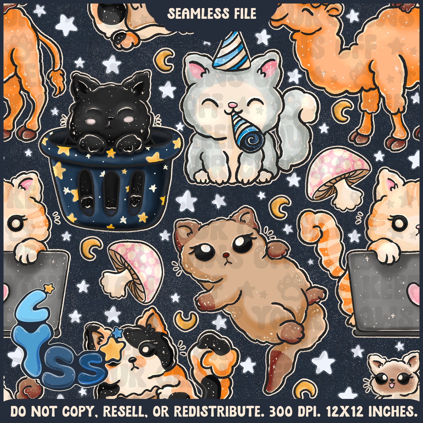 2024 - Lyss Doodles - Seamless - Mains - Cats - NW2