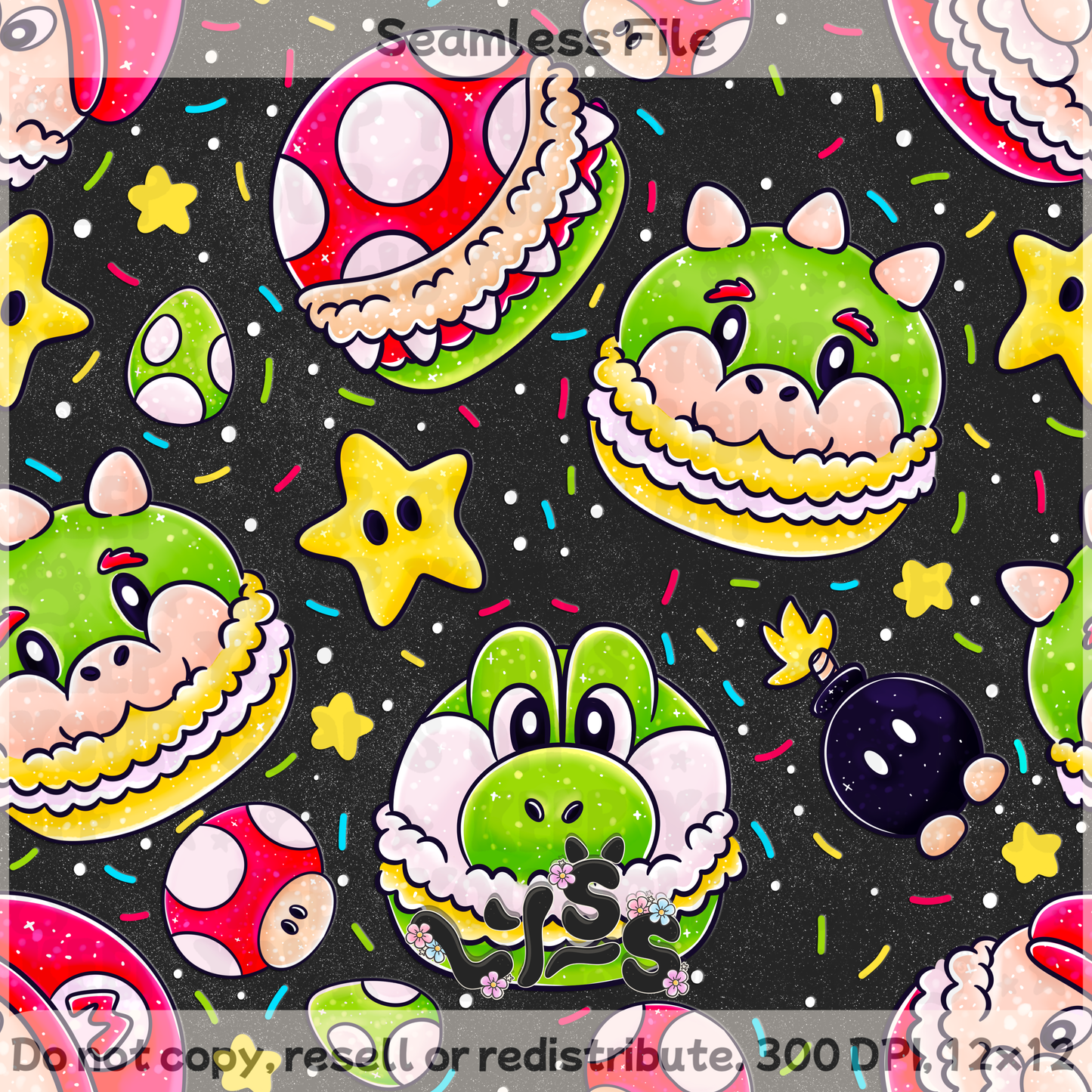 2025 - Lyss Doodles - Seamless - Macaron Mar10 - 25LD033