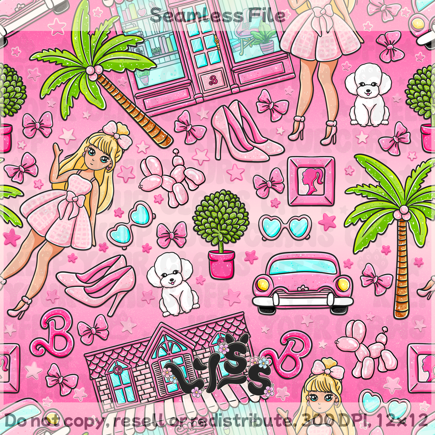 2025 - Lyss Doodles - Seamless - Mains - Malibu Bookstore - 25LD021