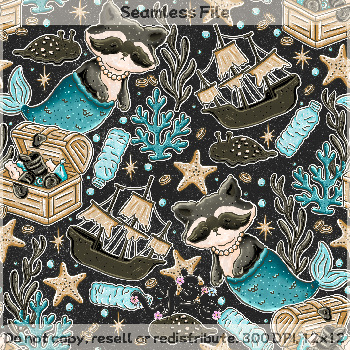 2025 - Lyss Doodles - Seamless - Mercoon - 25LD064