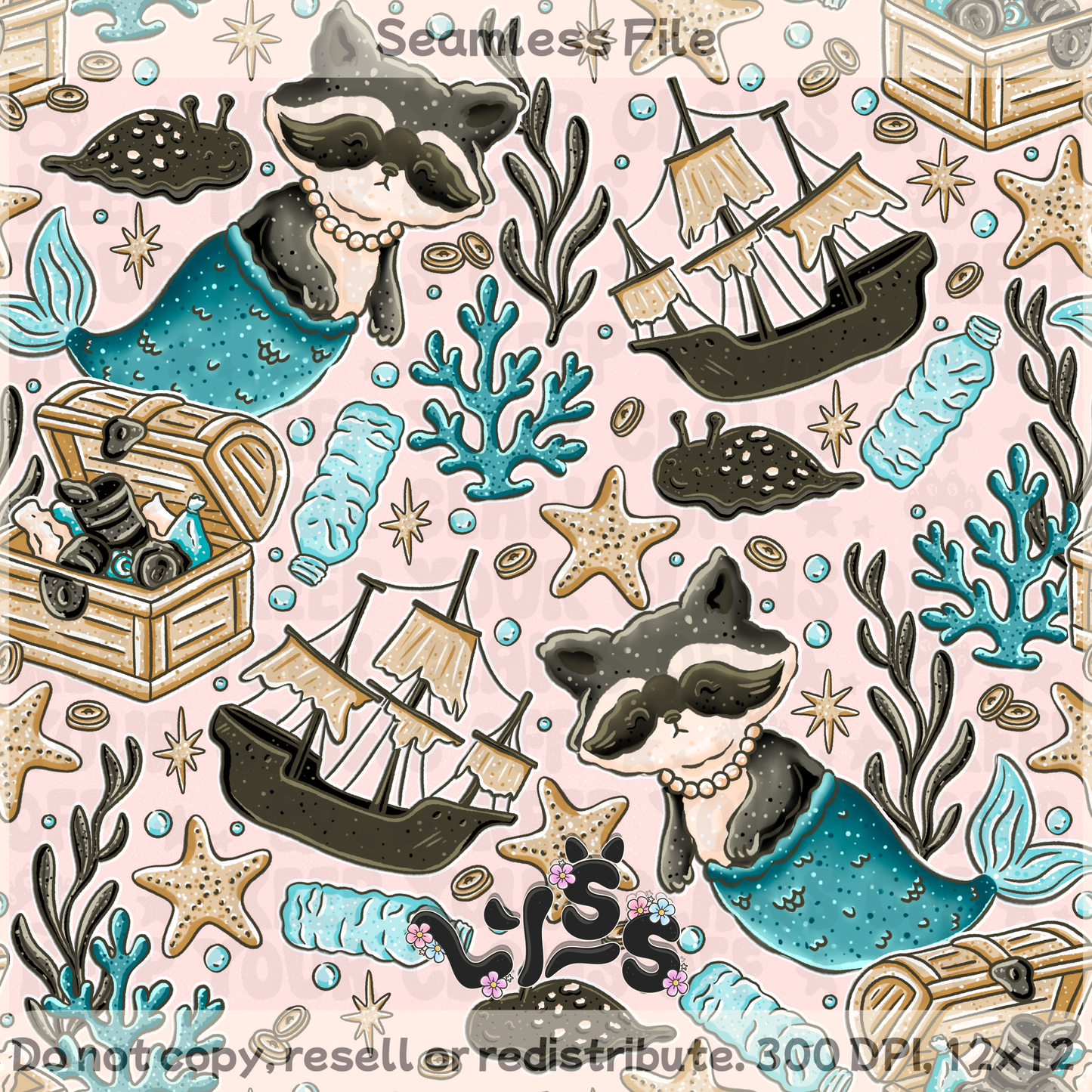 2025 - Lyss Doodles - Seamless - Mercoon - 25LD064