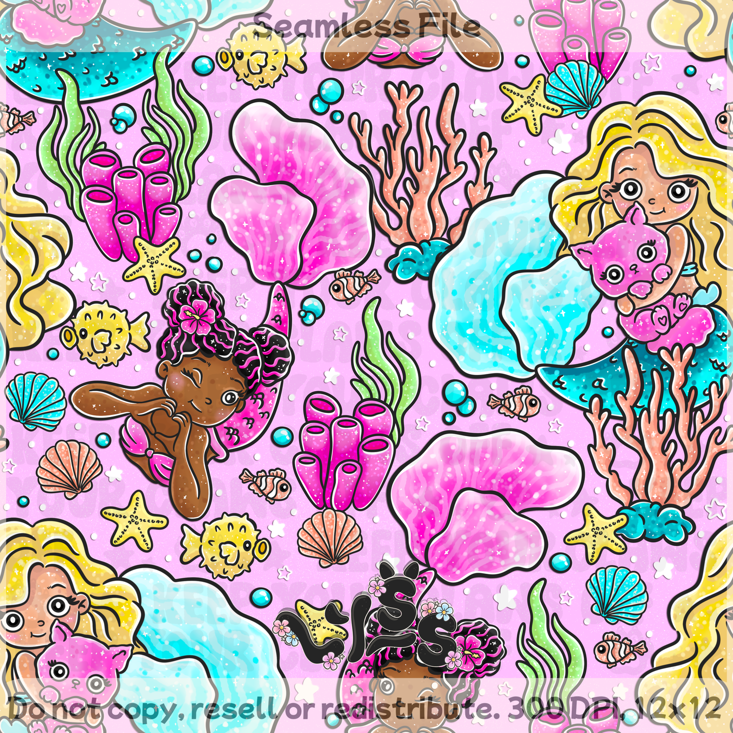 2025 - Lyss Doodles - Seamless - Mermaid Reef - 25LD044