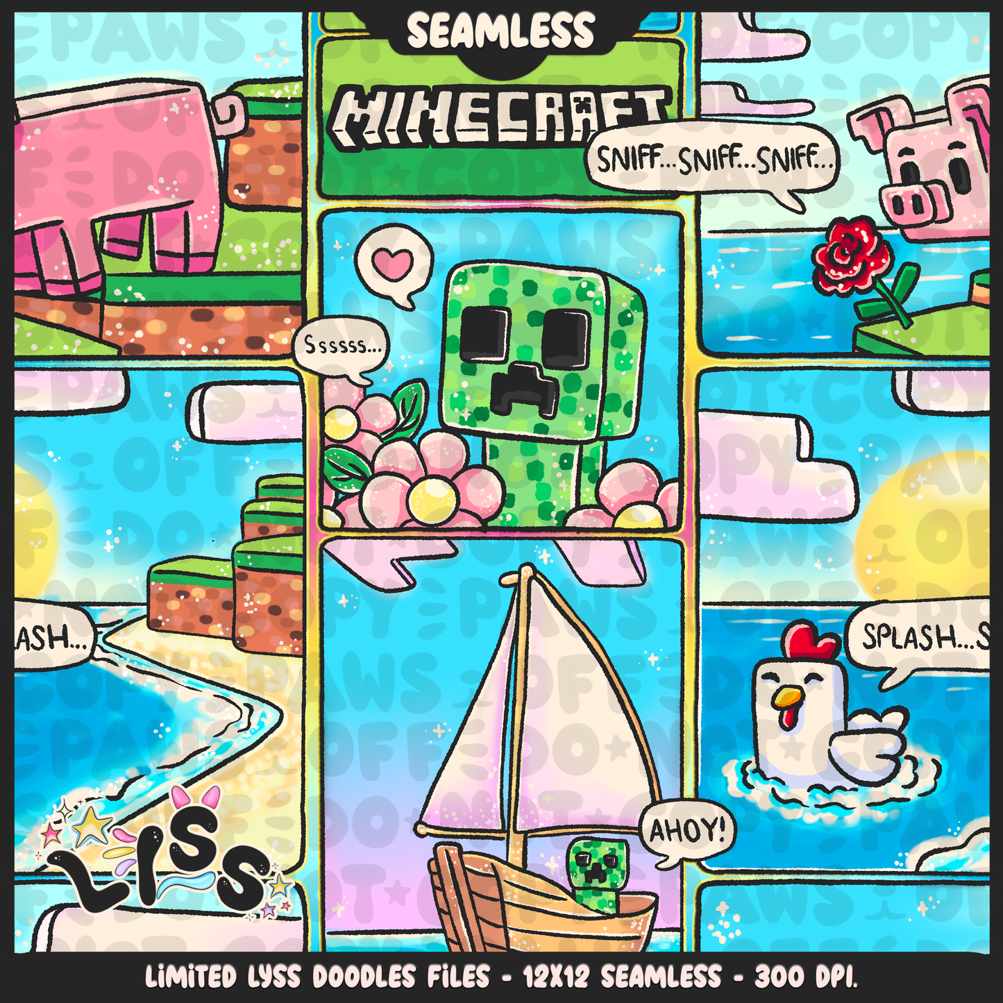 2024 - Lyss Doodles - Seamless - Mains - Mineblox - 24LD080