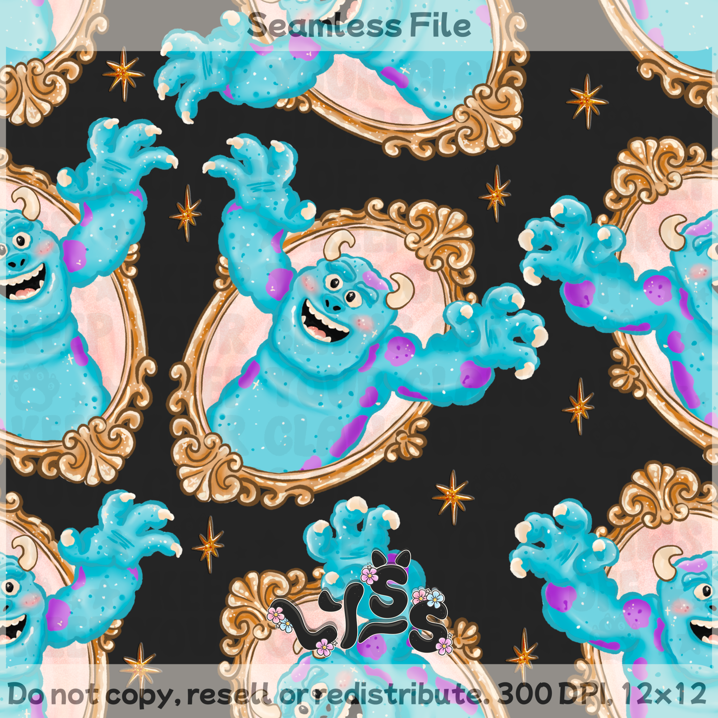 2025 - Lyss Doodles - Seamless - Main - Monsters Frame - 25LD052