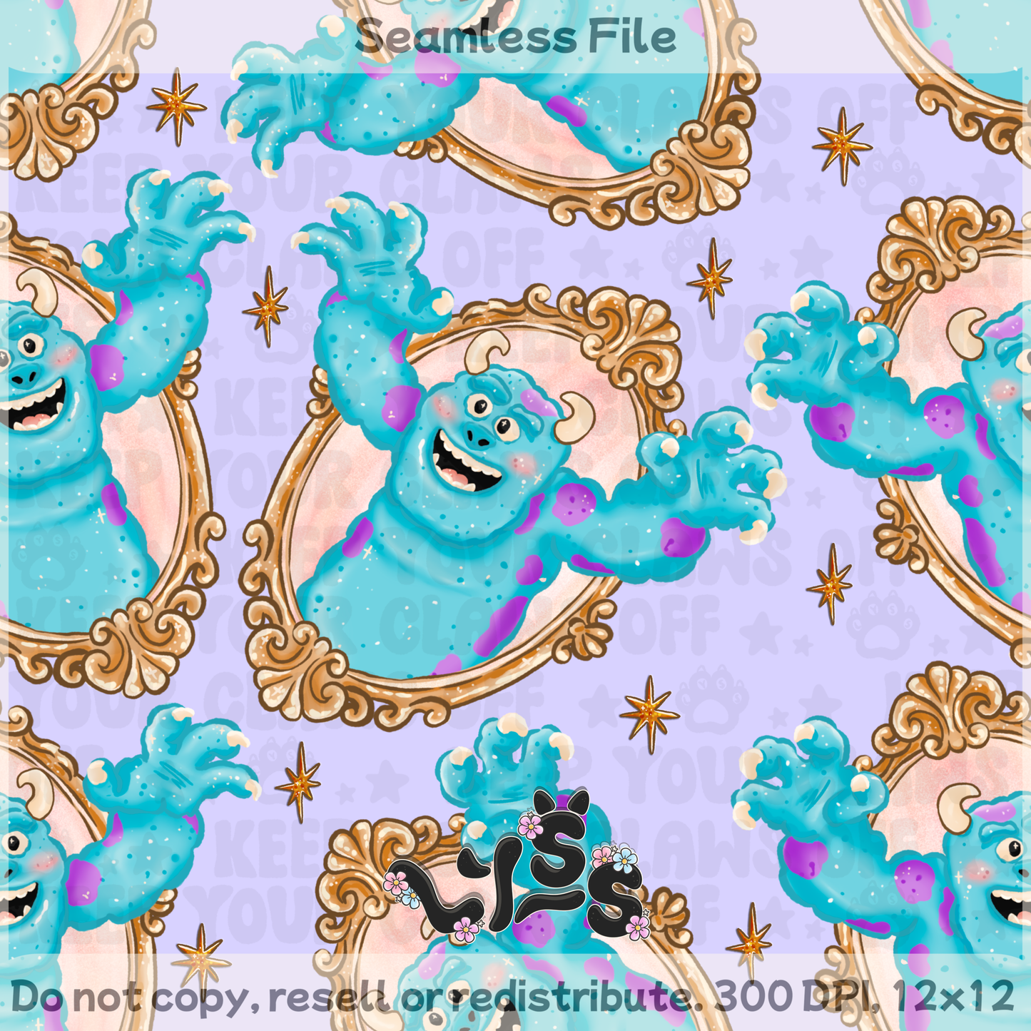 2025 - Lyss Doodles - Seamless - Main - Monsters Frame - 25LD052